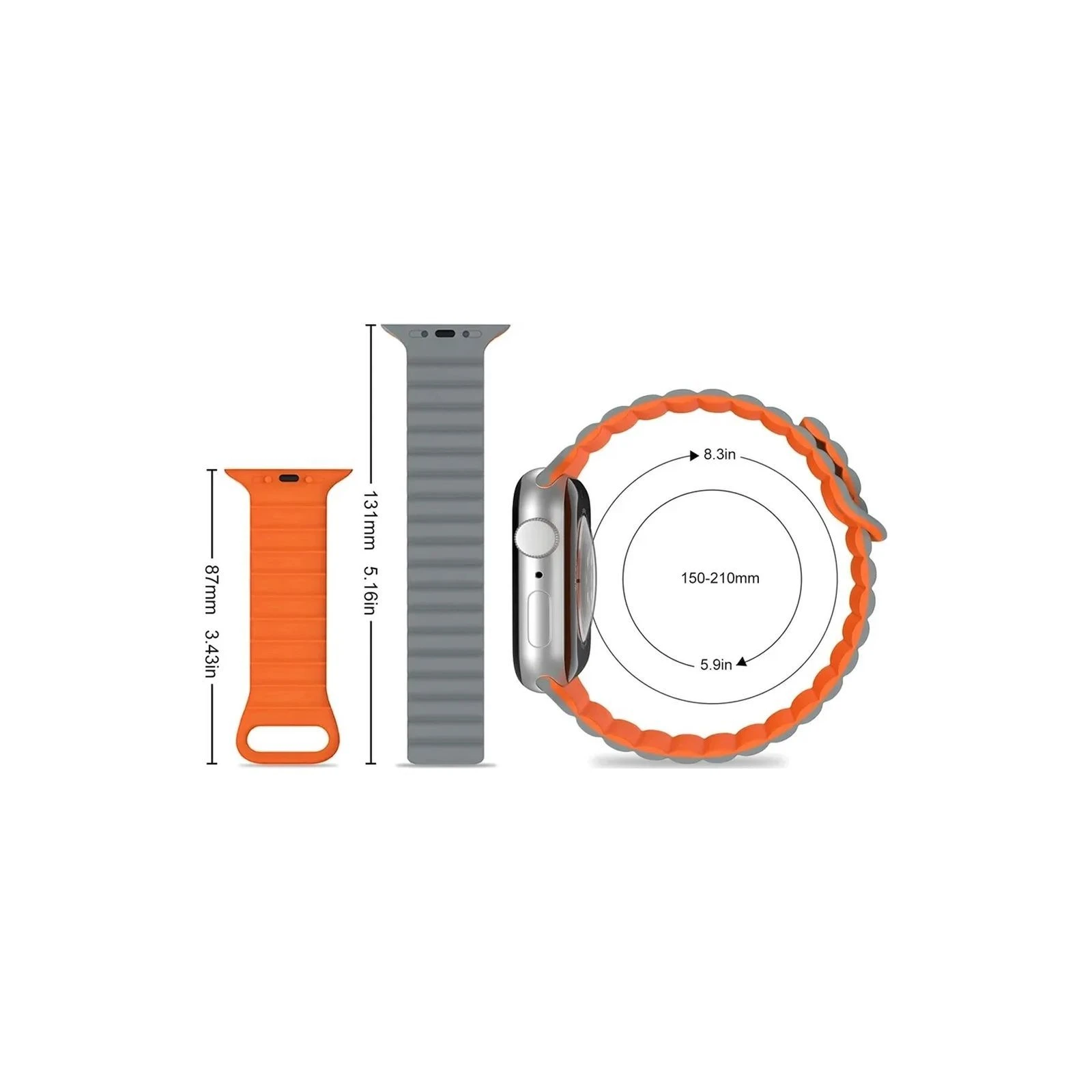 Ремінець для смарт-годин Drobak Silicone Magnetic Link для Apple Watch All Series 38/40/41mm Starlight orange (898924) (UA) Сумісність: Apple Watch 40мм, Apple Watch