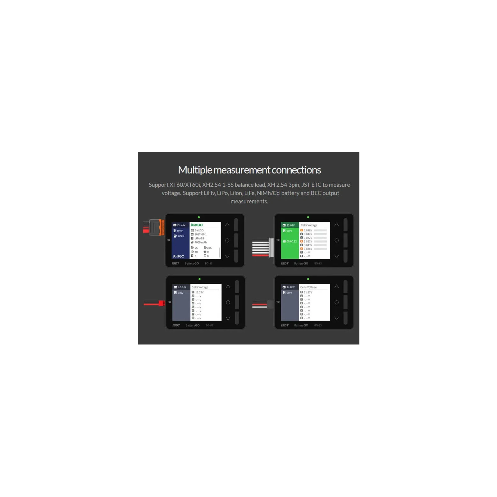 Тестер для акумуляторів iSDT BG-8S Battery Meter (HP0015.0013) (UA) Робоча напруга: 5-36 V;