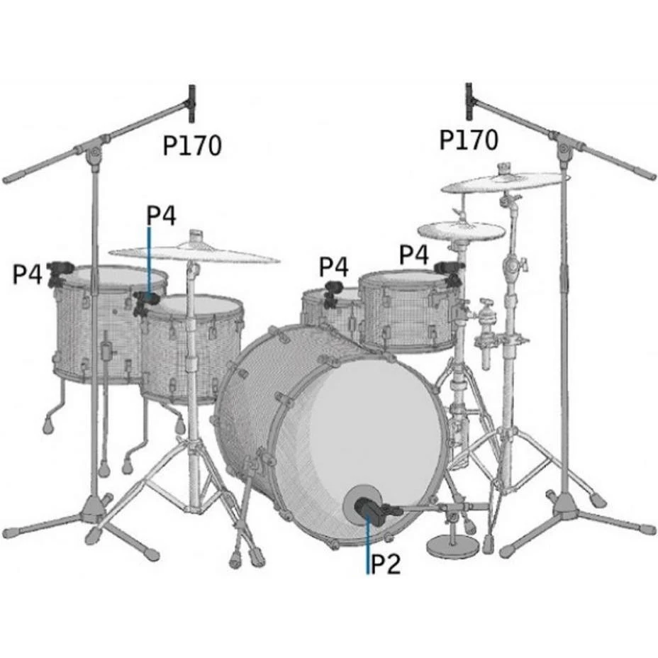 AKG Drum Set Session I (2581H00150) Тип перетворювача  Динаміка (P2), конденсатор (P170), динамічний (P4) 