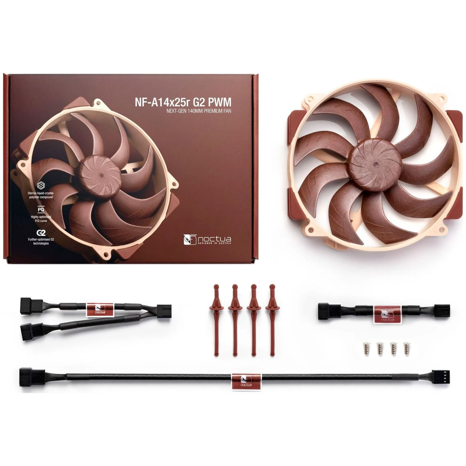 Кулер для корпусу Noctua NF-A14x25r G2 PWM (UA) Тип підшипника з магнітним центруванням