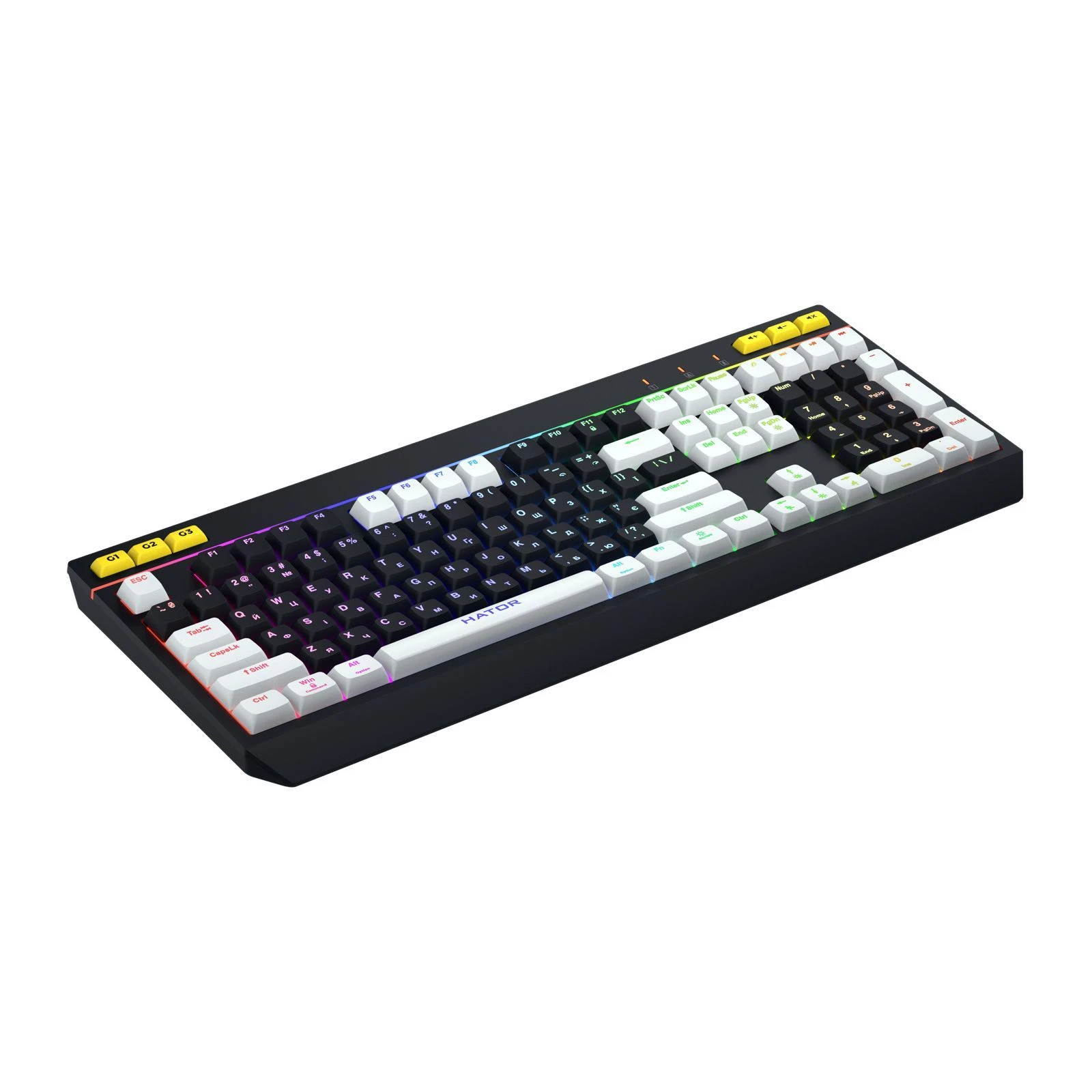 Hator Icefall USB Black/White (HTK400UA) (UA) Підсвічування клініки  RGB < ==> Макет клавіатури 