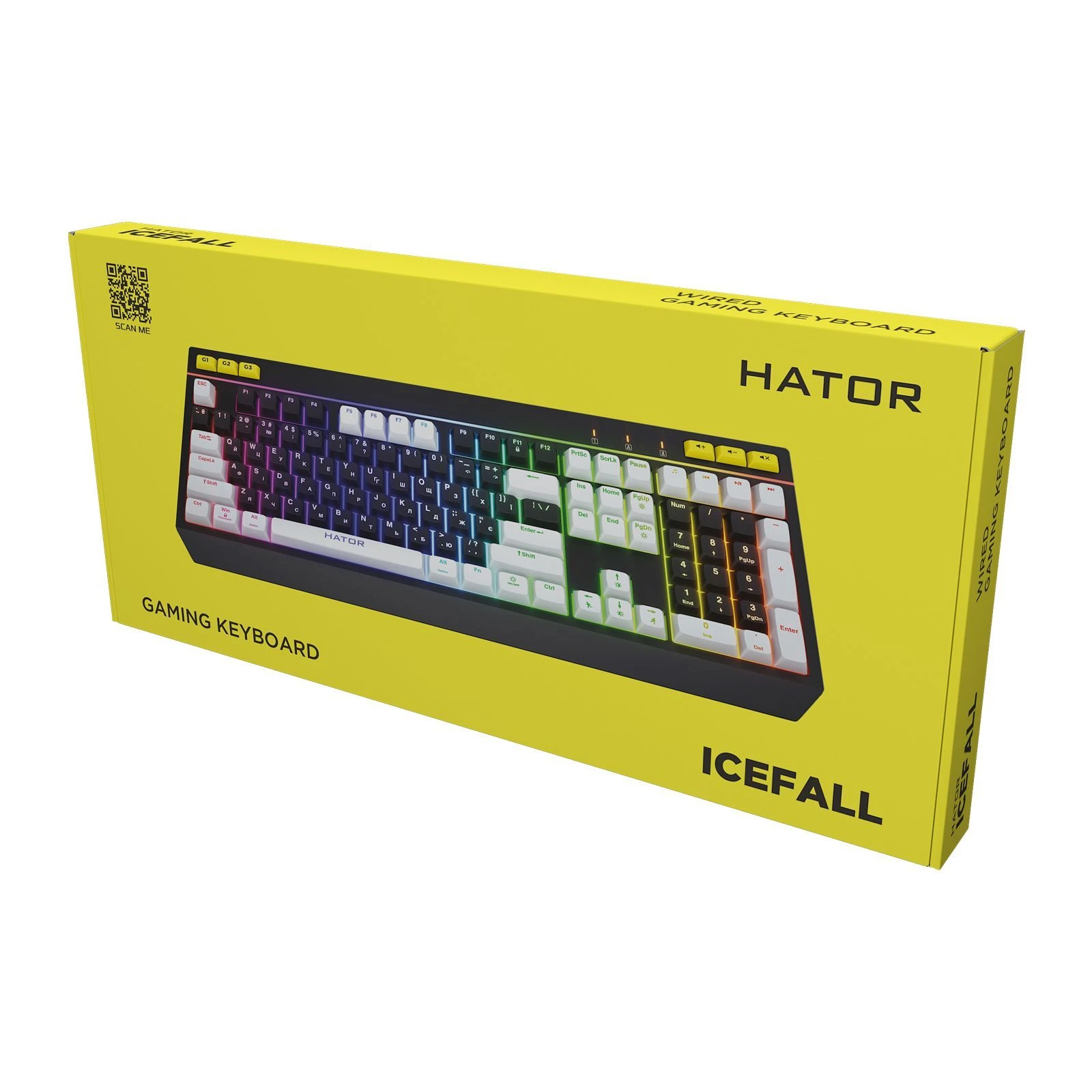 Hator Icefall USB Black/White (HTK400UA) (UA) Тип  Мультимедіа, з підсвічуванням, гра 