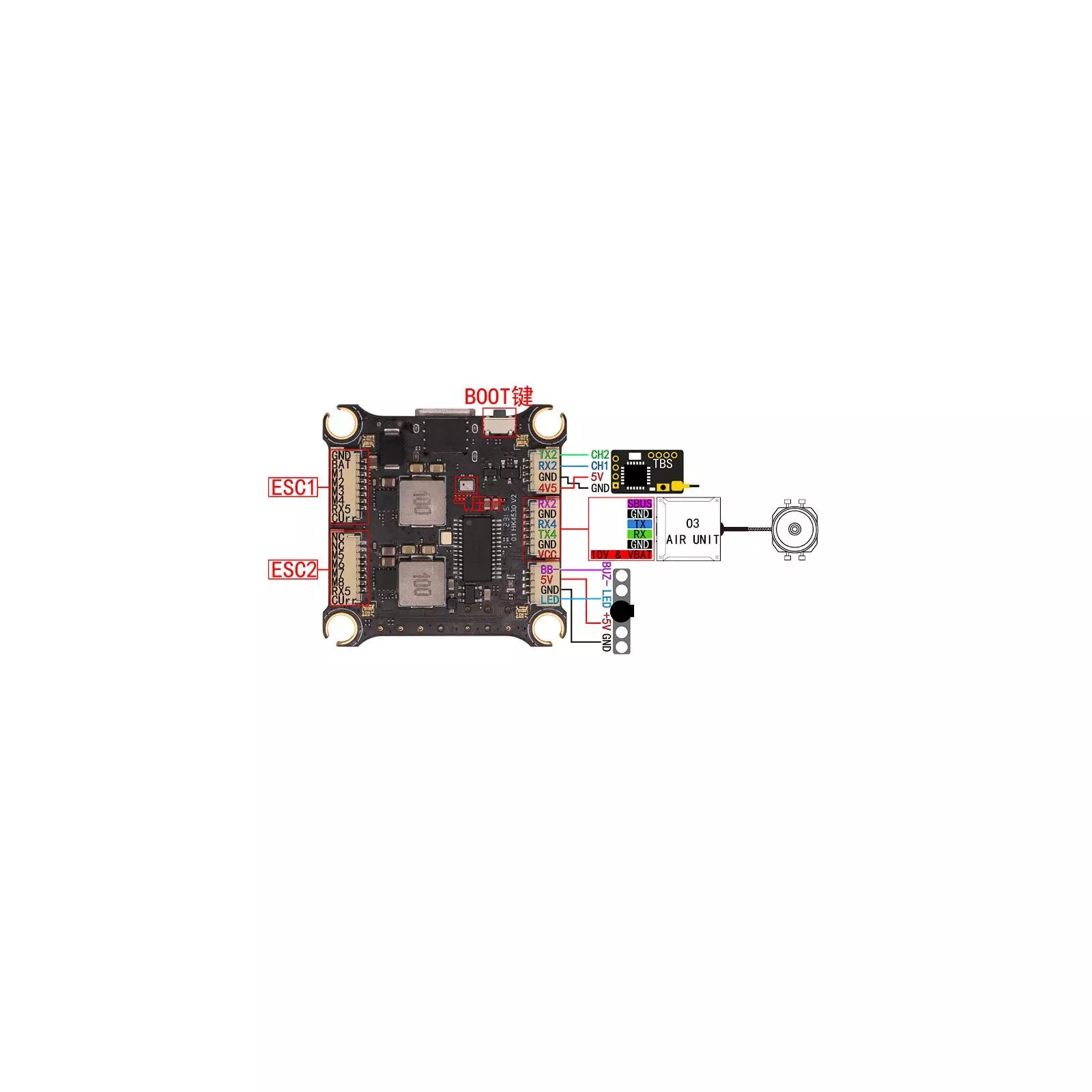Полетный стек HAKRC F405 + 60A V2 (розпаяний) (FCESC60) (UA) Микроконтроллер STM32F405RET6