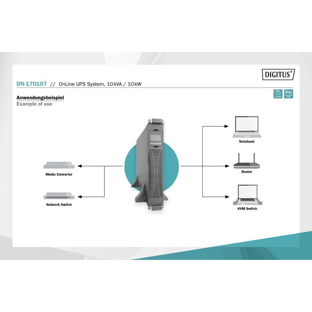 Digitus OnLine UPS system 10 kVA 10 kW (DN-170107) (UA) Бренд: Digitus; Тип исполнения: