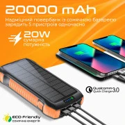 Promate SolarTank-20PDQI 20W 20000mAh Black (solartank-20pdqi.black)
