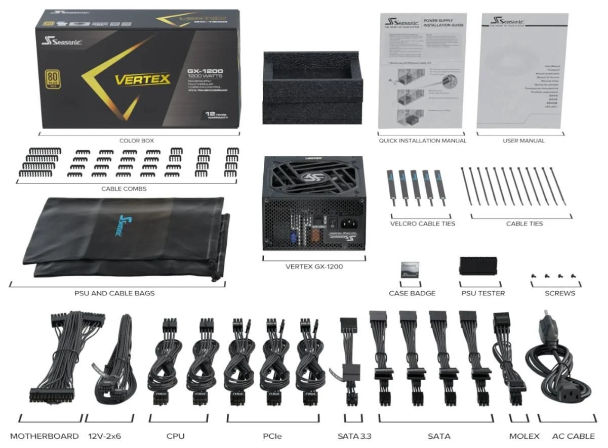 Seasonic VERTEX GX 750W 80 Plus Gold ATX 3.0 (VERTEX GX-750) EU Максимальна потужність; Вт: 850