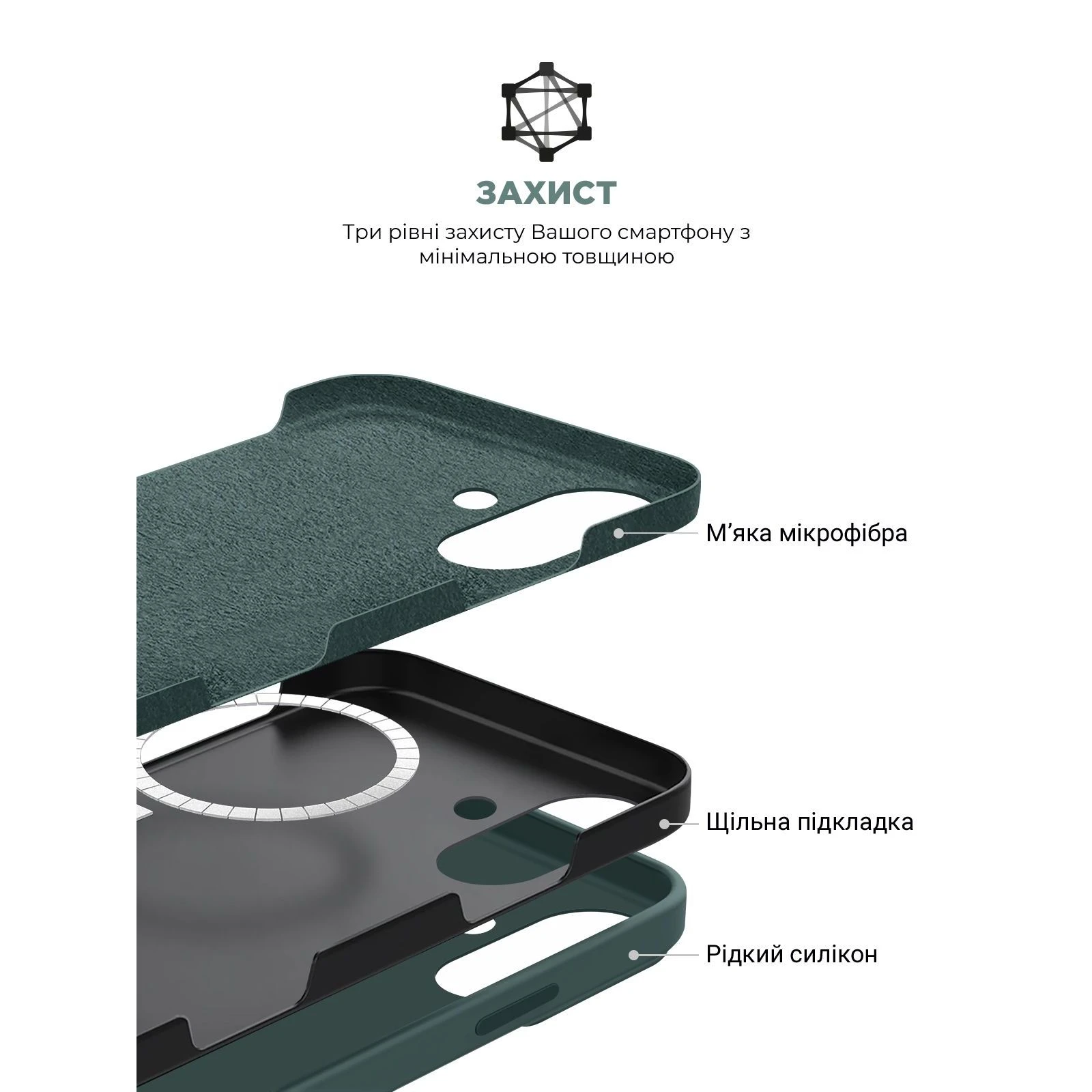 Чехол для мобильного телефона Armorstandart ICON2 MagSafe Apple iPhone 16 Lake Green (ARM81313) (UA) Функциональность MagSafe