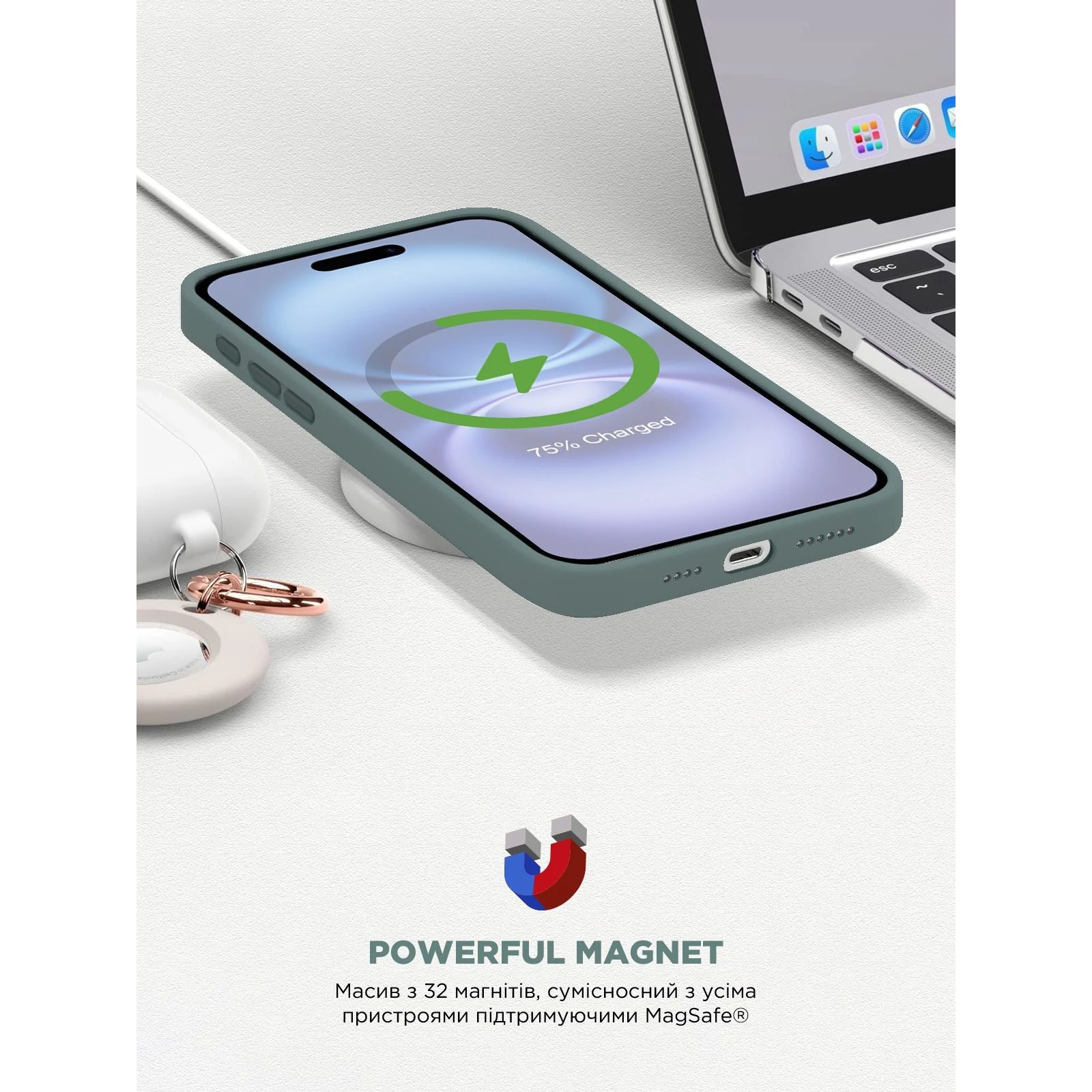 Чехол для мобильного телефона Armorstandart ICON2 MagSafe Apple iPhone 16 Lake Green (ARM81313) (UA) Совместимость с моделями Apple iPhone 16
