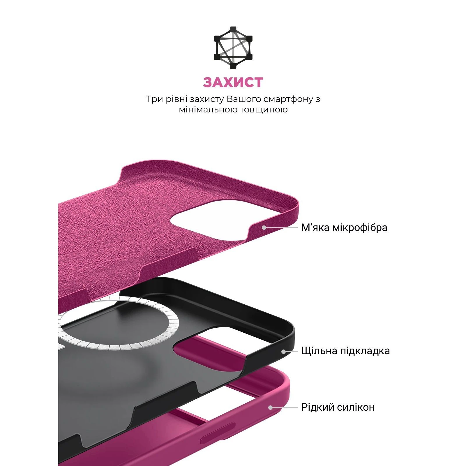 Чехол для мобильного телефона Armorstandart ICON2 MagSafe Apple iPhone 16 Pro Fuchsia (ARM81319) (UA) Функциональность MagSafe