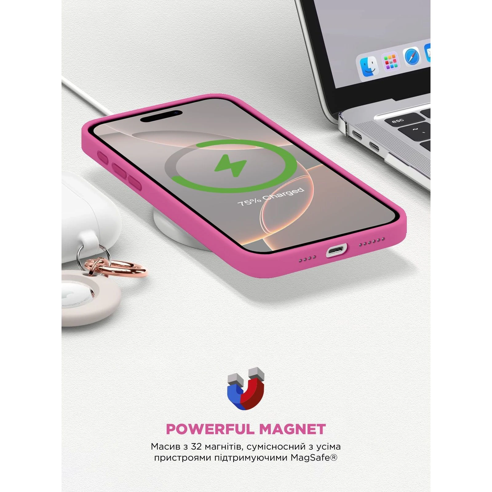 Чехол для мобильного телефона Armorstandart ICON2 MagSafe Apple iPhone 16 Pro Fuchsia (ARM81319) (UA) Совместимость с моделями Apple iPhone 16 Pro