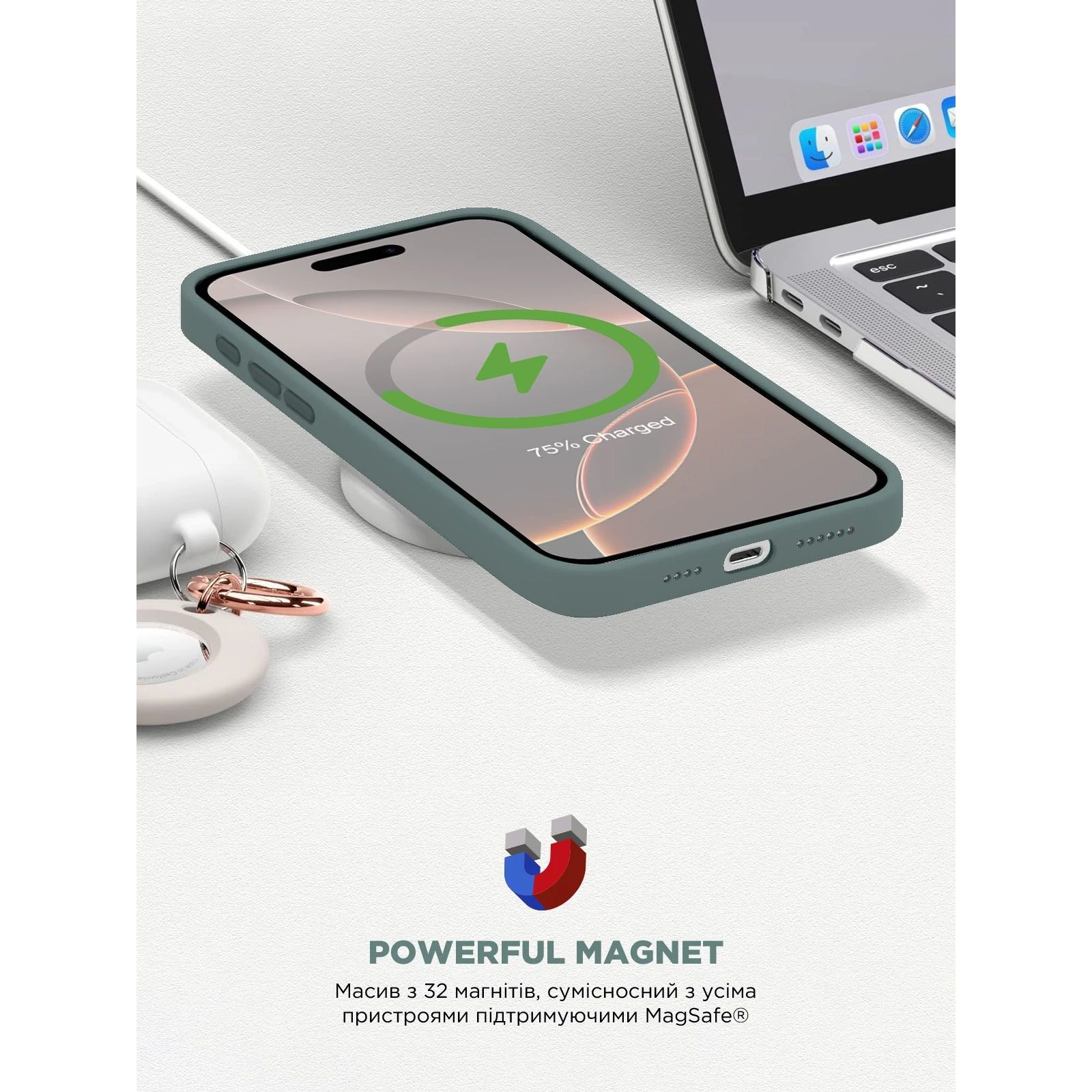 Чехол для мобильного телефона Armorstandart ICON2 MagSafe Apple iPhone 16 Pro Lake Green (ARM81318) (UA) Совместимость с моделями Apple iPhone 16 Pro