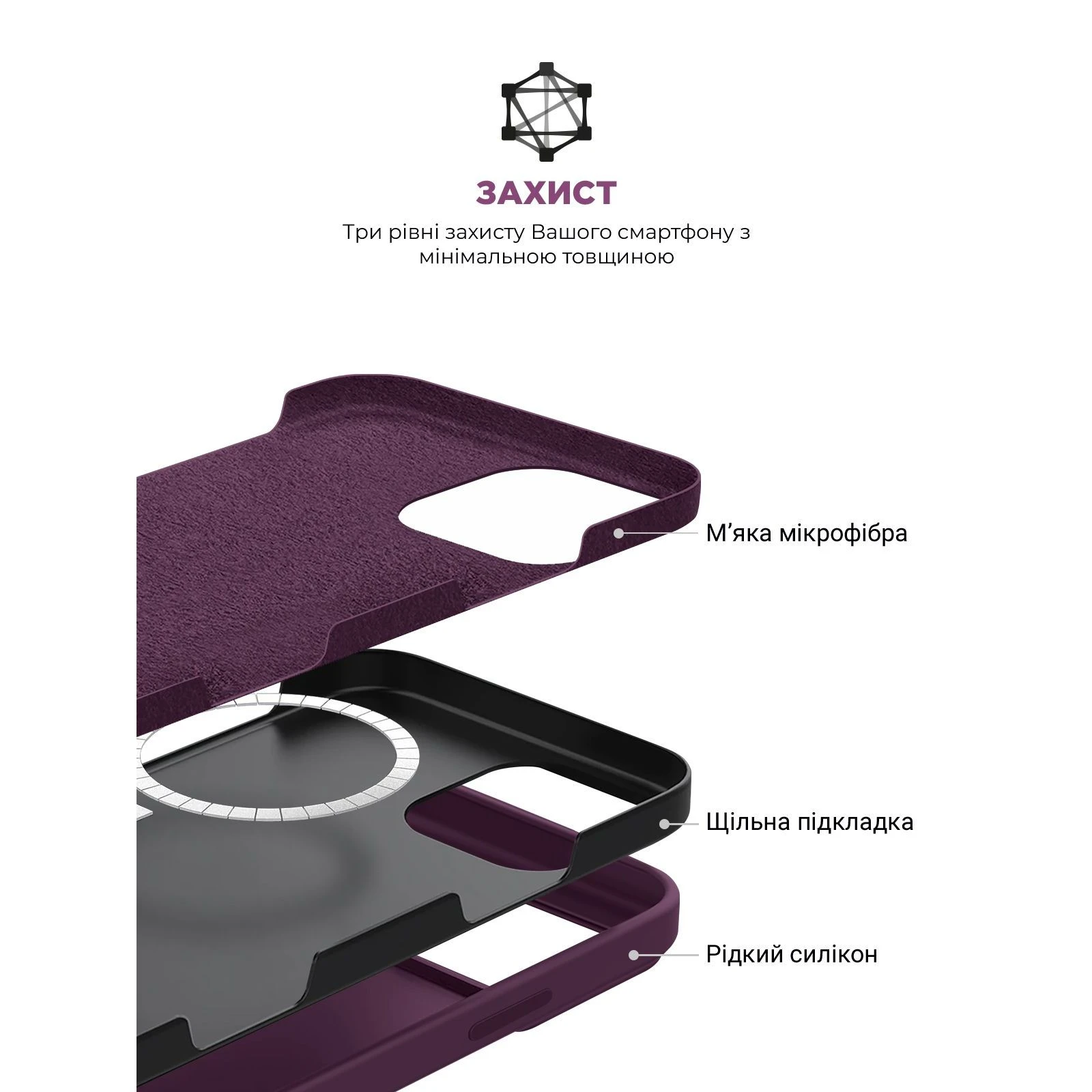 Чехол для мобильного телефона Armorstandart ICON2 MagSafe Apple iPhone 16 Pro Plum (ARM81317) (UA) Функциональность MagSafe