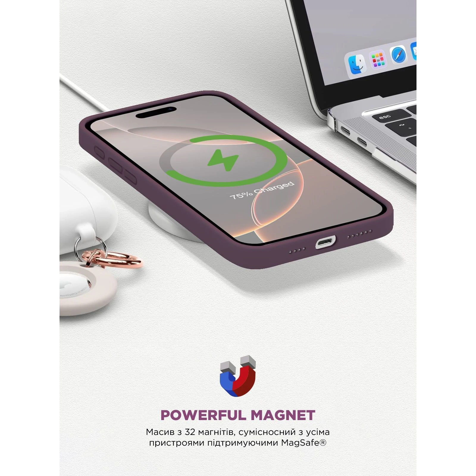 Чехол для мобильного телефона Armorstandart ICON2 MagSafe Apple iPhone 16 Pro Plum (ARM81317) (UA) Совместимость с моделями Apple iPhone 16 Pro