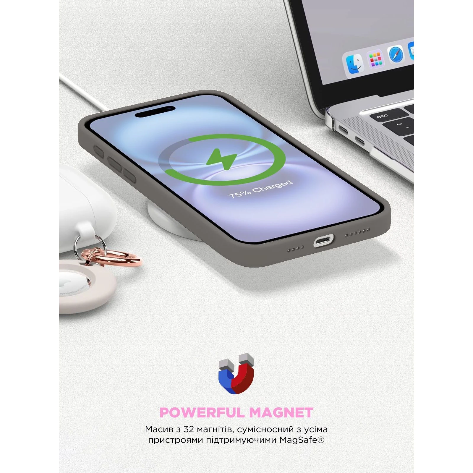 Чехол для мобильного телефона Armorstandart ICON2 MagSafe Apple iPhone 16 Stone Grey (ARM81311) (UA) Совместимость с моделями Apple iPhone 16