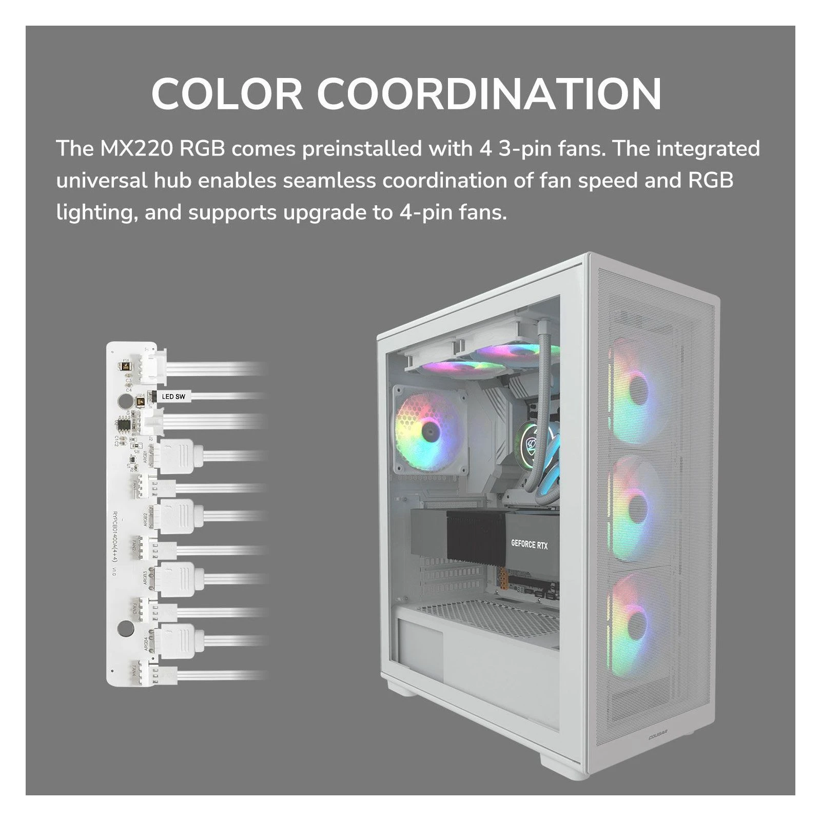 Cougar MX220 RGB White (UA) Метод встановлення  вертикальні 