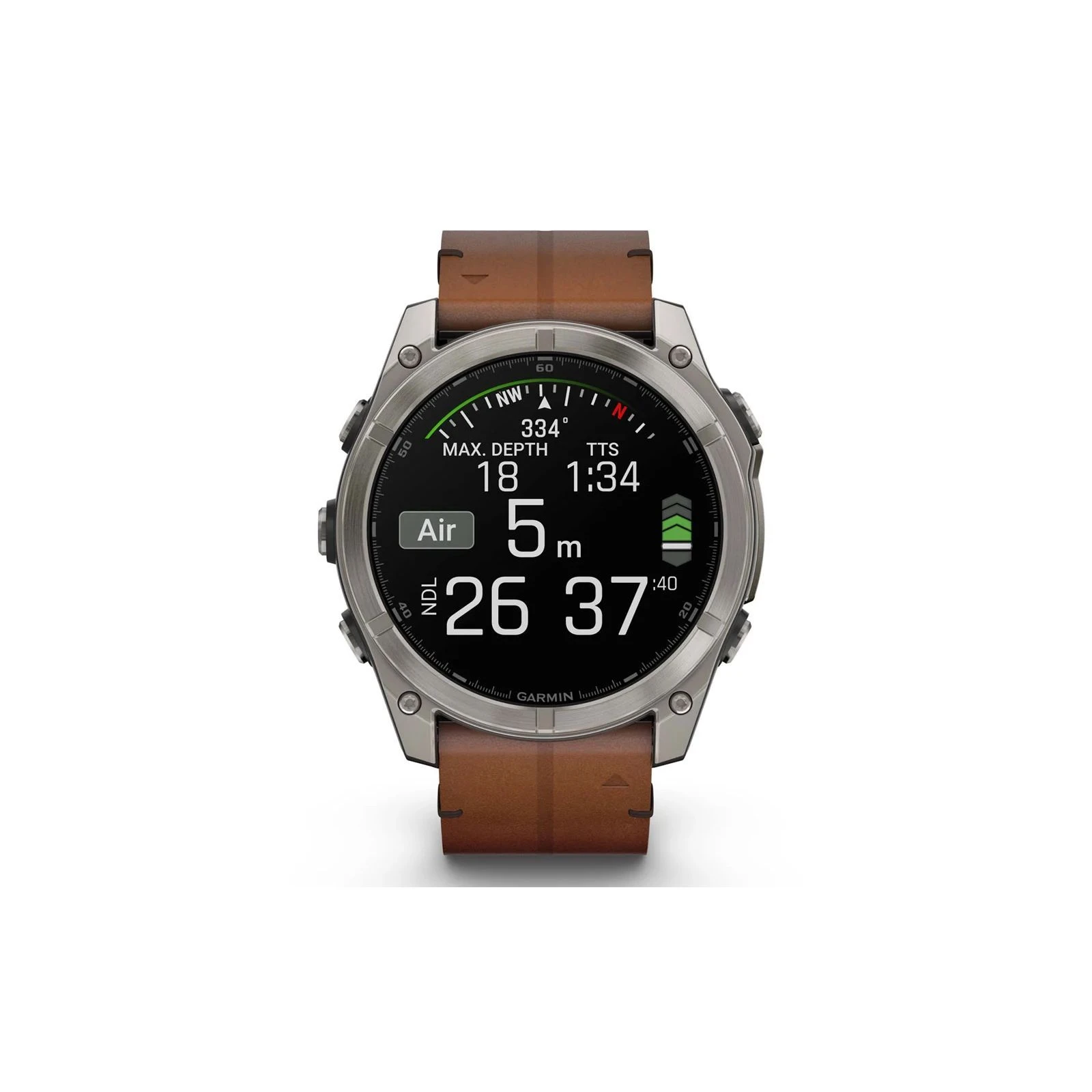 Garmin Fenix 8 51mm AMOLED Sapphire Carbon grey DLC w. Chestnut Leather Band (010-02905-40) Форма годинника круглий