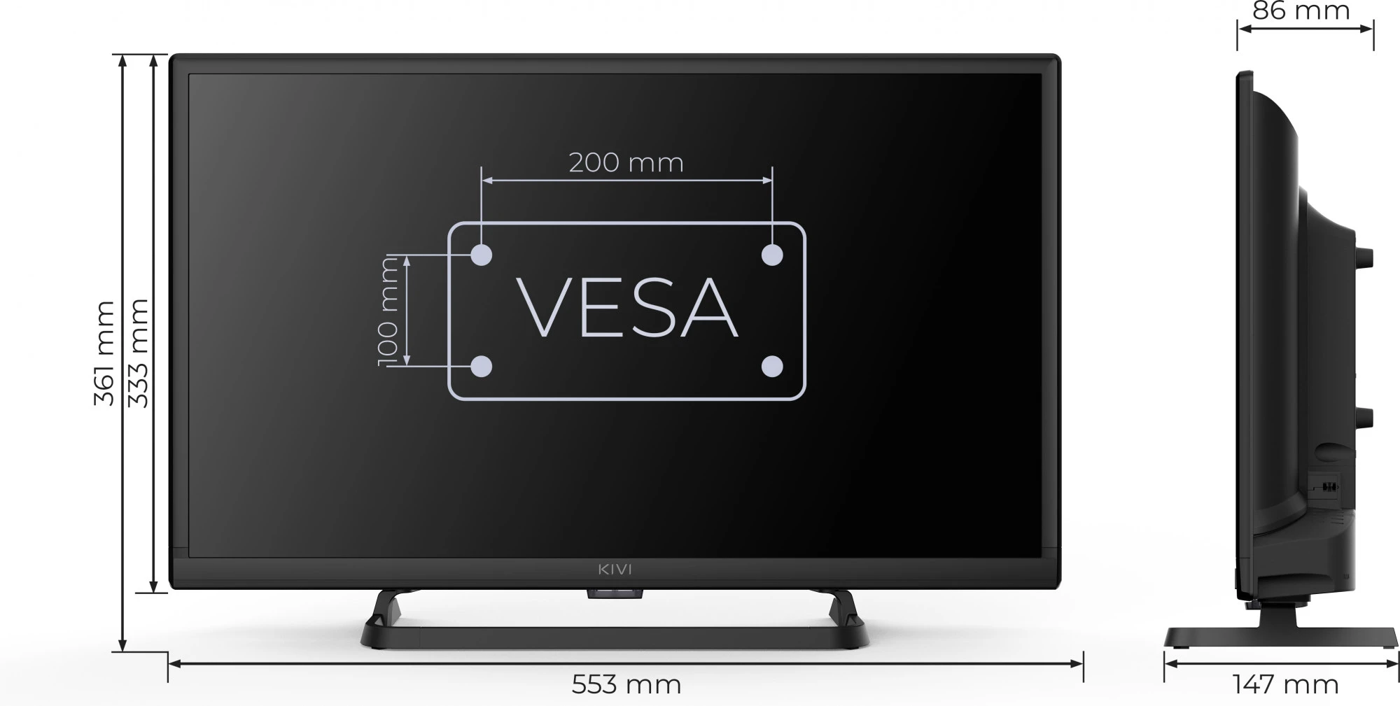 KIVI 24 HD Optima L5 HDR (24H710QB) (UA) Разрешение, пиксели 1366x768