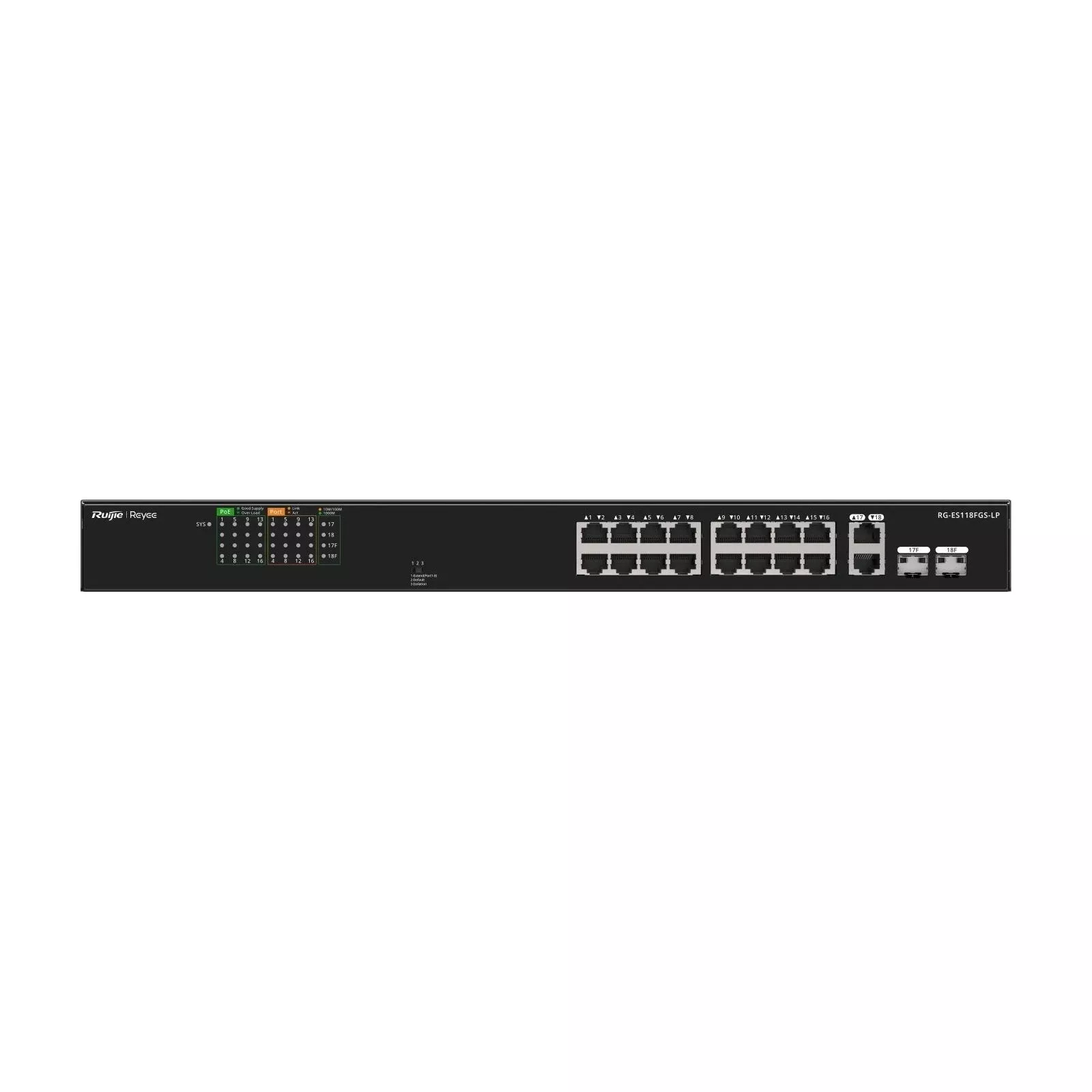 Коммутатор сетевой Ruijie Networks RG-ES118FGS-LP (UA) Тип: неуправляемый; Форм-фактор: