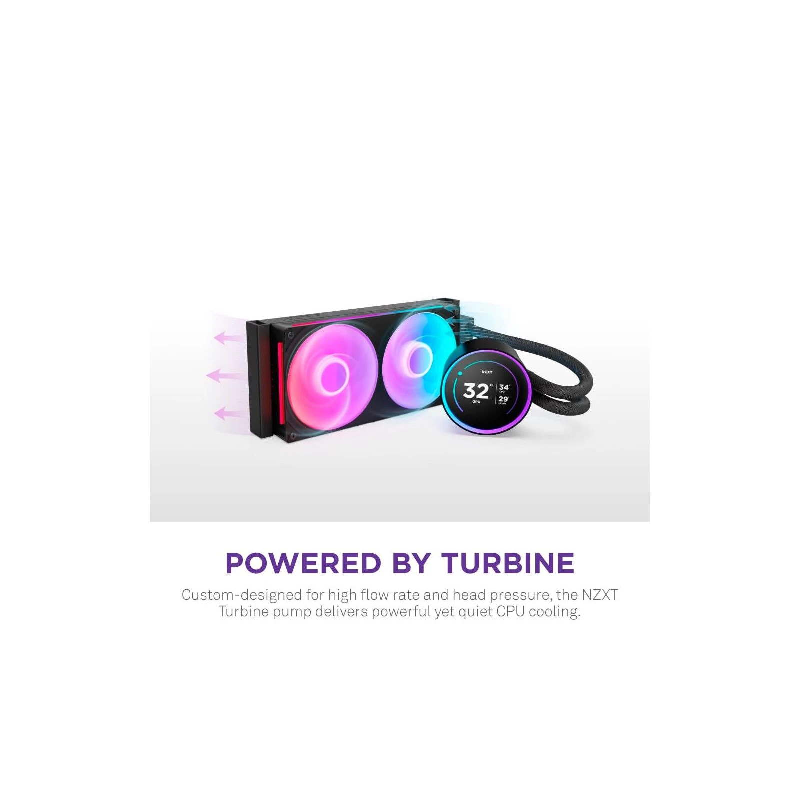 Система жидкостного охлаждения NZXT Kraken Elite RGB 280mm AIO (RL-KR28E-B2) (UA) Максимальная частота вращения 2000 об/мин