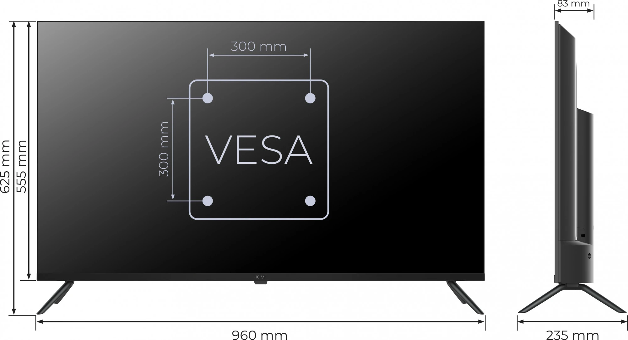 KIVI 43 UHD Prime E5 QLED (43U770QB) Диагональ, дюйм 43