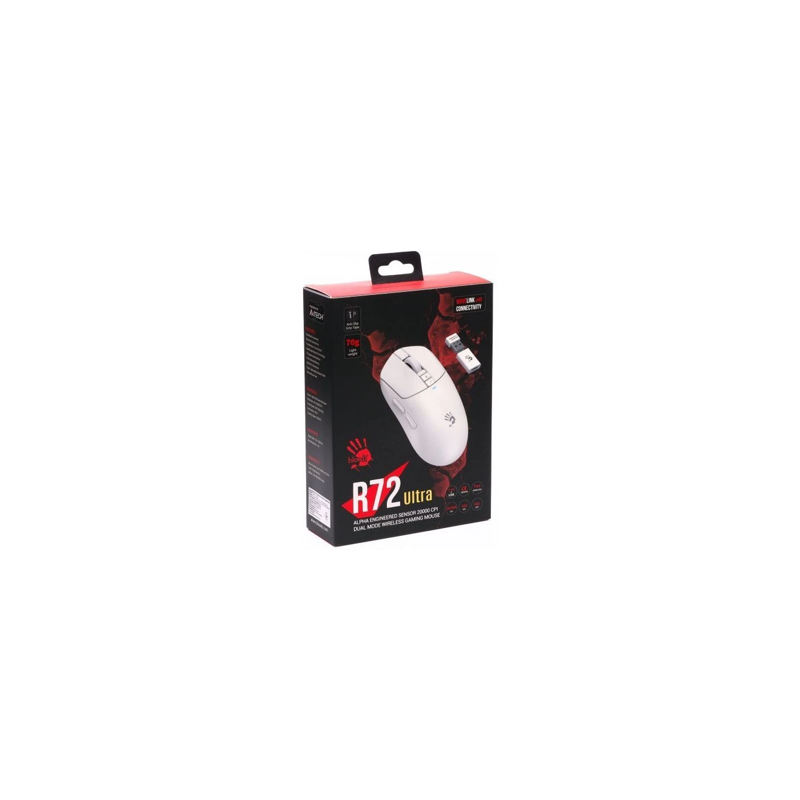 A4Tech Bloody R72 Ultra Wireless/USB White (4711421000901) (UA) Тип: Геймерські; Підключення: