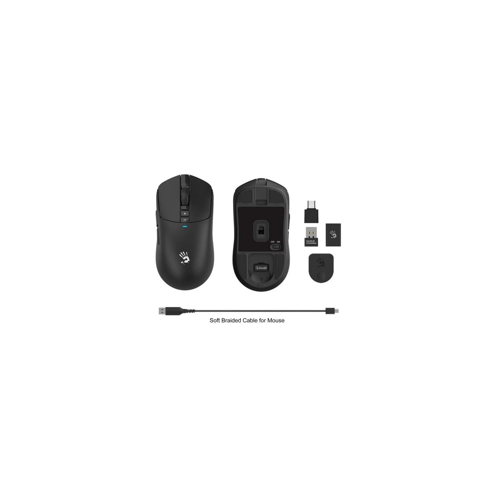A4Tech Bloody R72 Ultra Wireless/USB Black (4711421000895) (UA) Интерфейс подключения USB, USB адаптер 2.4 ГГц