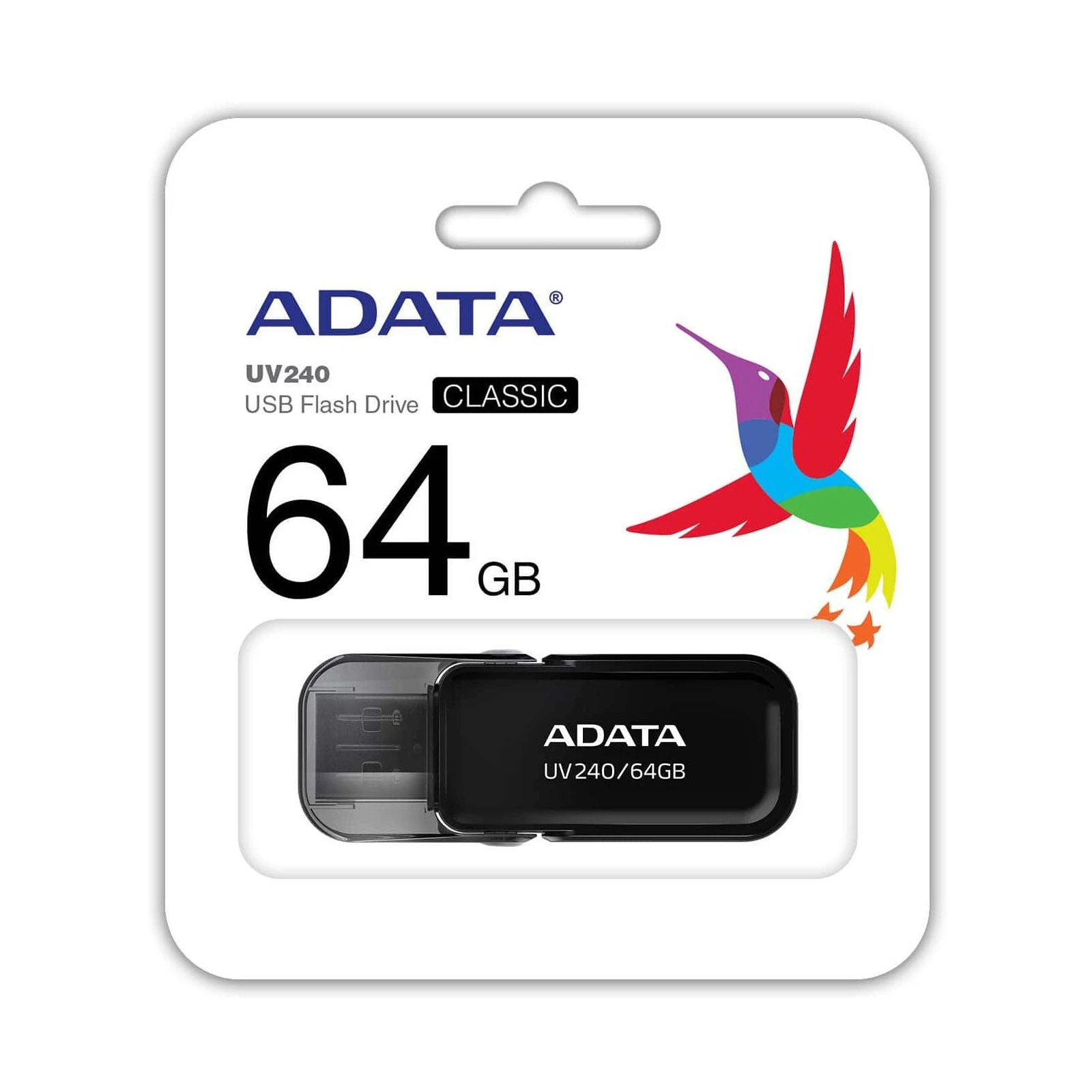 ADATA 64GB UV240 Black USB 2.0 (AUV240-64G-RBK) (UA) Интерфейс USB 2.0
