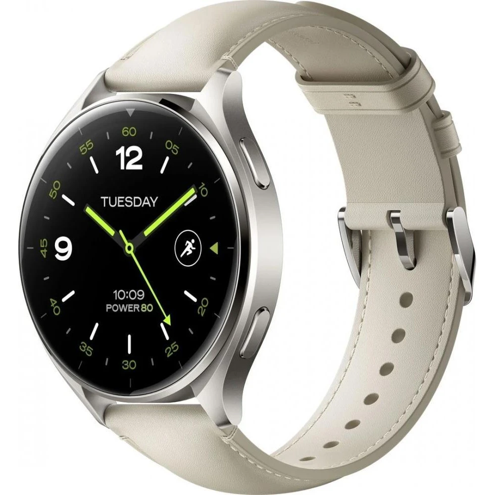 Xiaomi Watch 2 Titan Gray Case with White Leather Strap (BHR9306GL) (UA) Пульсометр  IS 