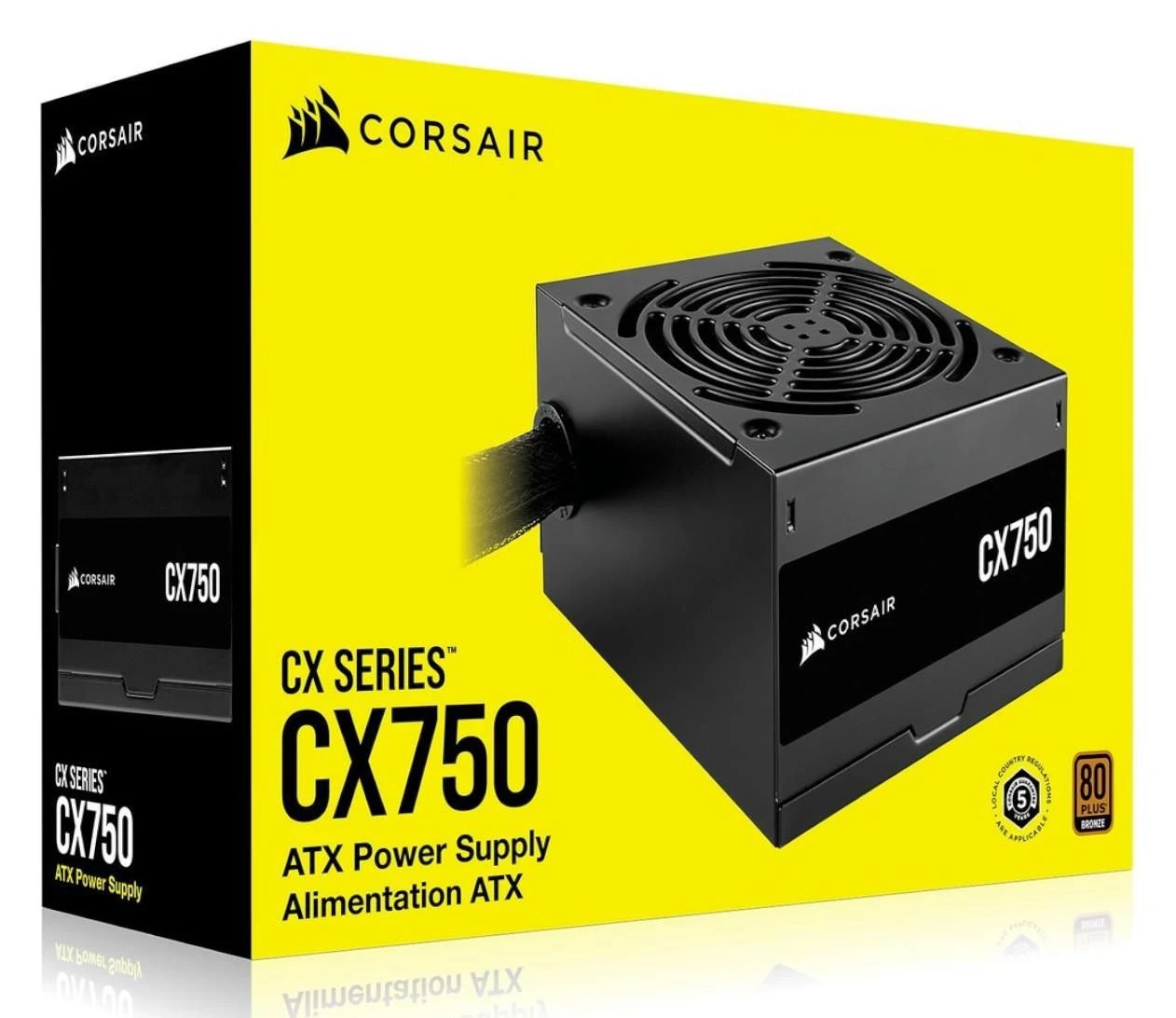 Corsair CX750 750W 80 Plus Bronze (CP-9020279-EU) EU Максимальная мощность, Вт: 750 Вт;