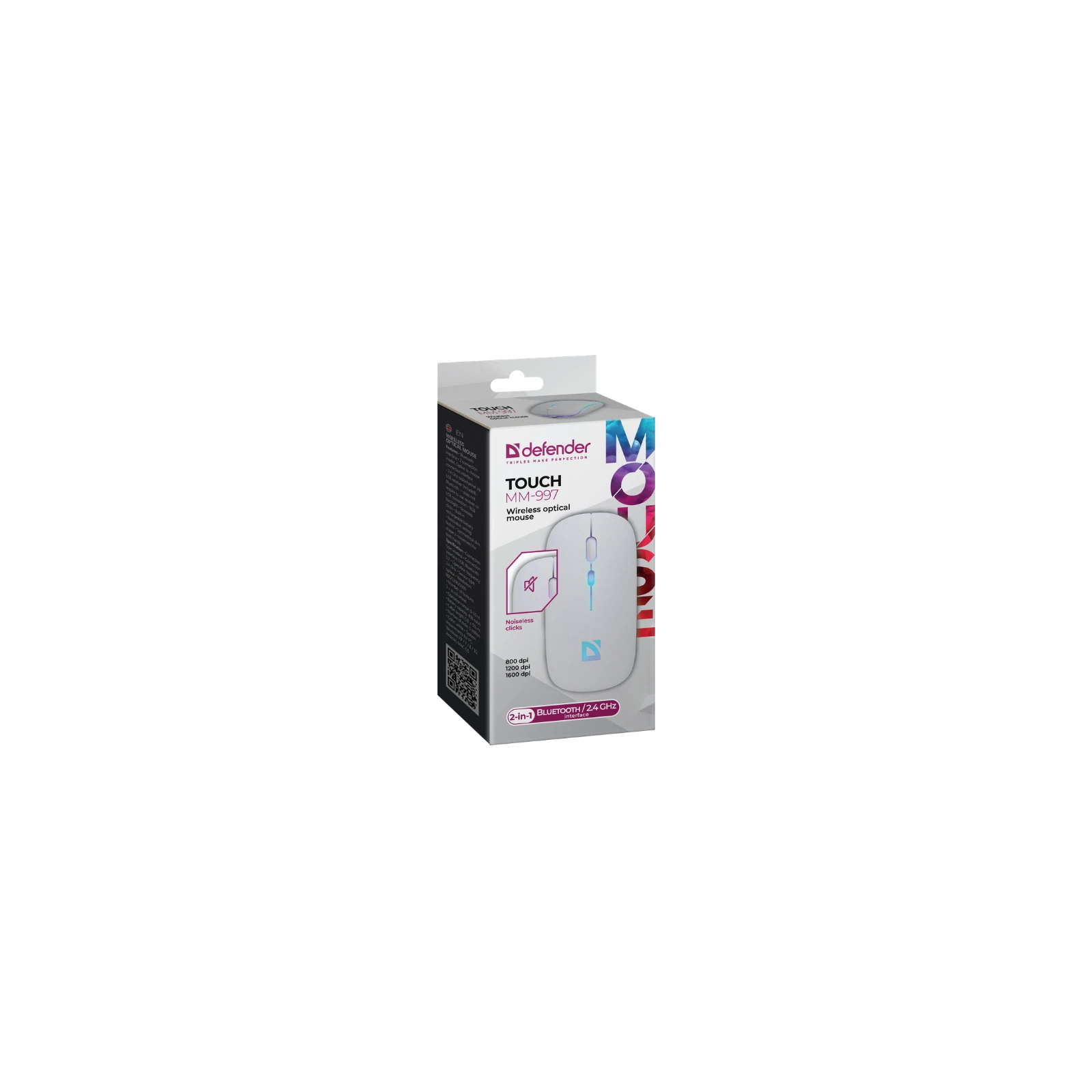 Defender Touch MM-997 Silent Wireless RGB White (52998) (UA) Тип Оригінальний дизайн, Безшумні