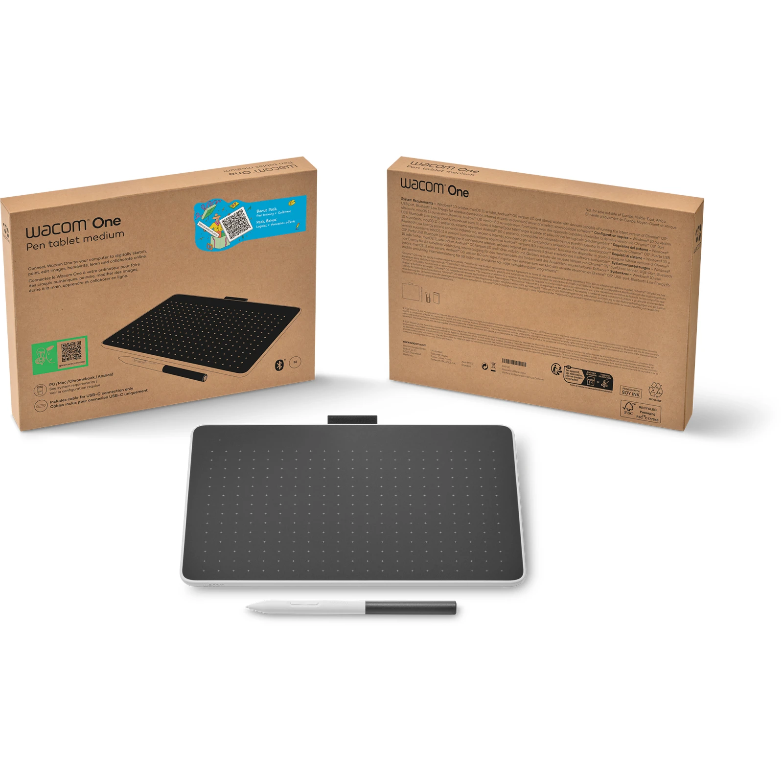 Wacom One M Bluetooth (CTC6110WLW1B) (UA) Розміри робочої поверхні: 216 х 135