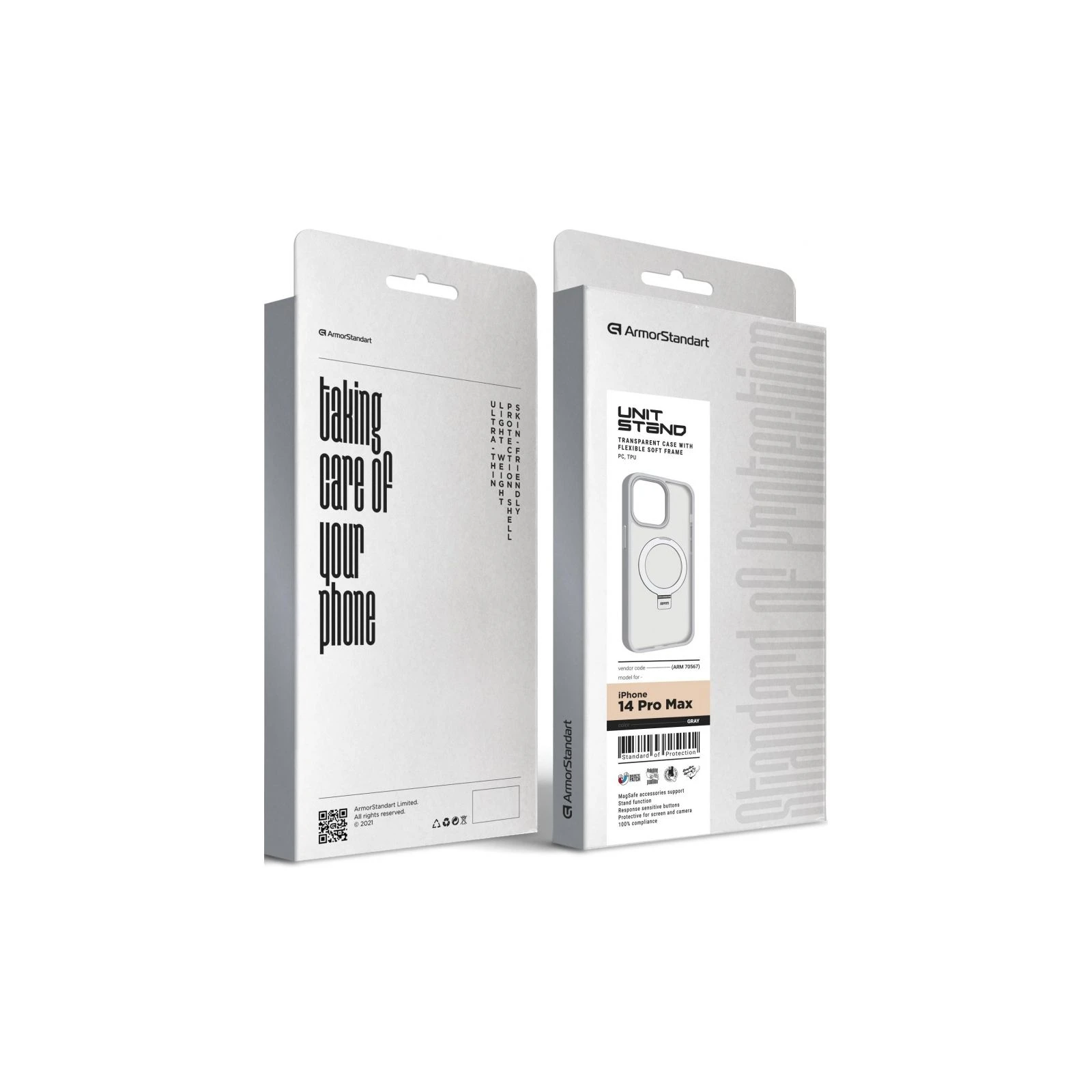 Чохол для мобільного телефону Armorstandart Unit Stand Apple iPhone 14 Pro Max Grey (ARM70567) (UA) ТОП Популярних моделей Apple iPhone 14 Pro Max