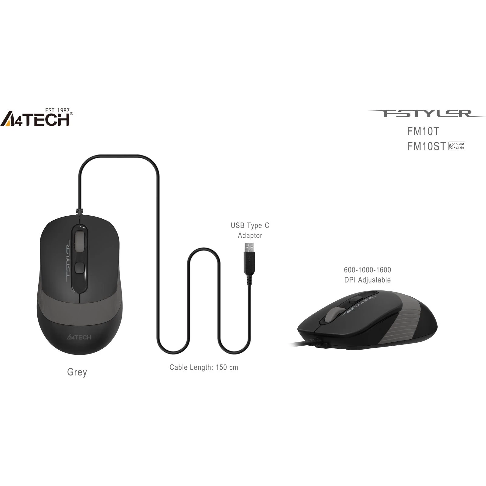 A4Tech FM10ST USB Grey (4711421990134) (UA) Призначення для комп'ютера