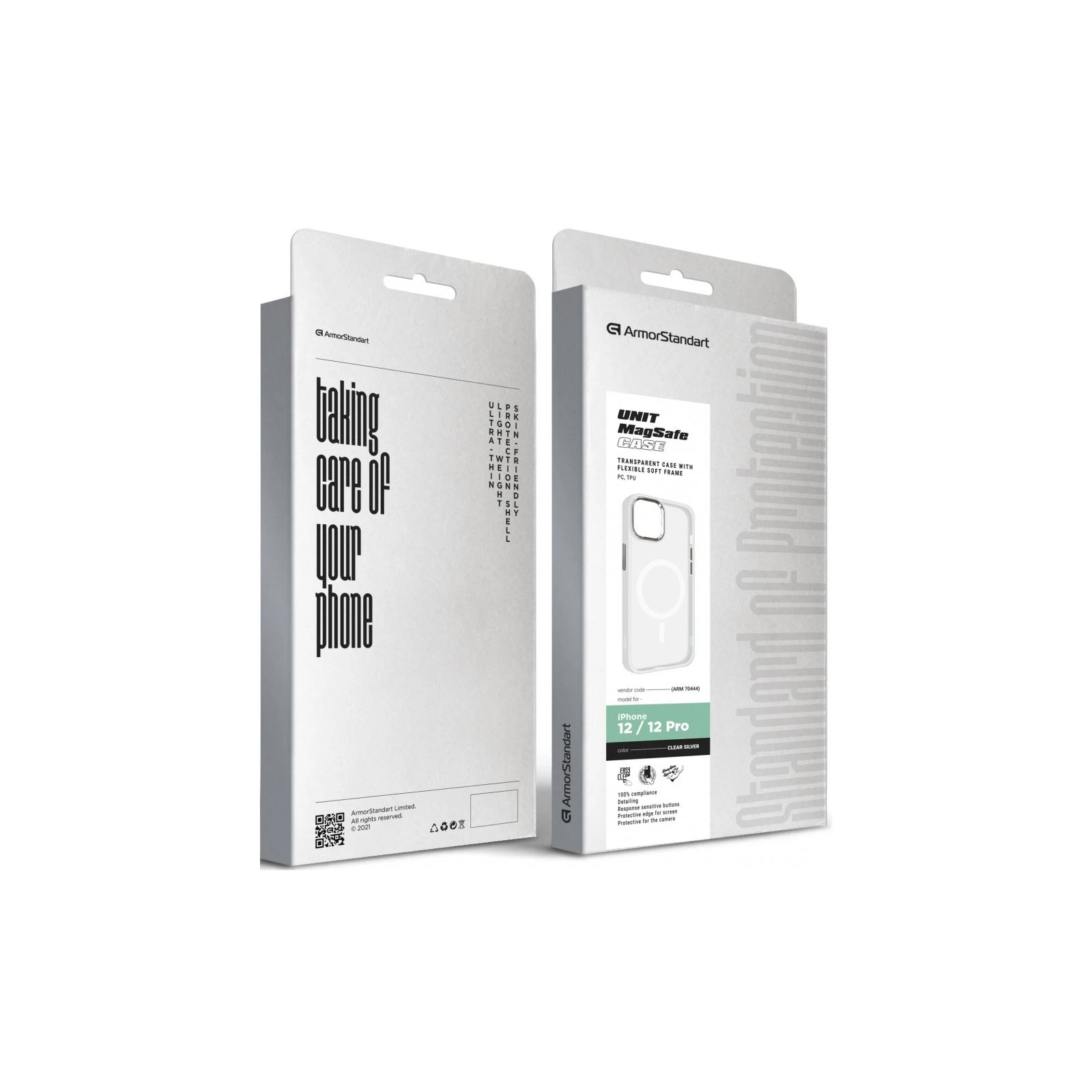 Чехол для мобильного телефона Armorstandart Unit MagSafe Apple iPhone 12/12 Pro Matte Clear Silver (ARM70444) (UA) ТОП Популярных моделей: Apple iPhone