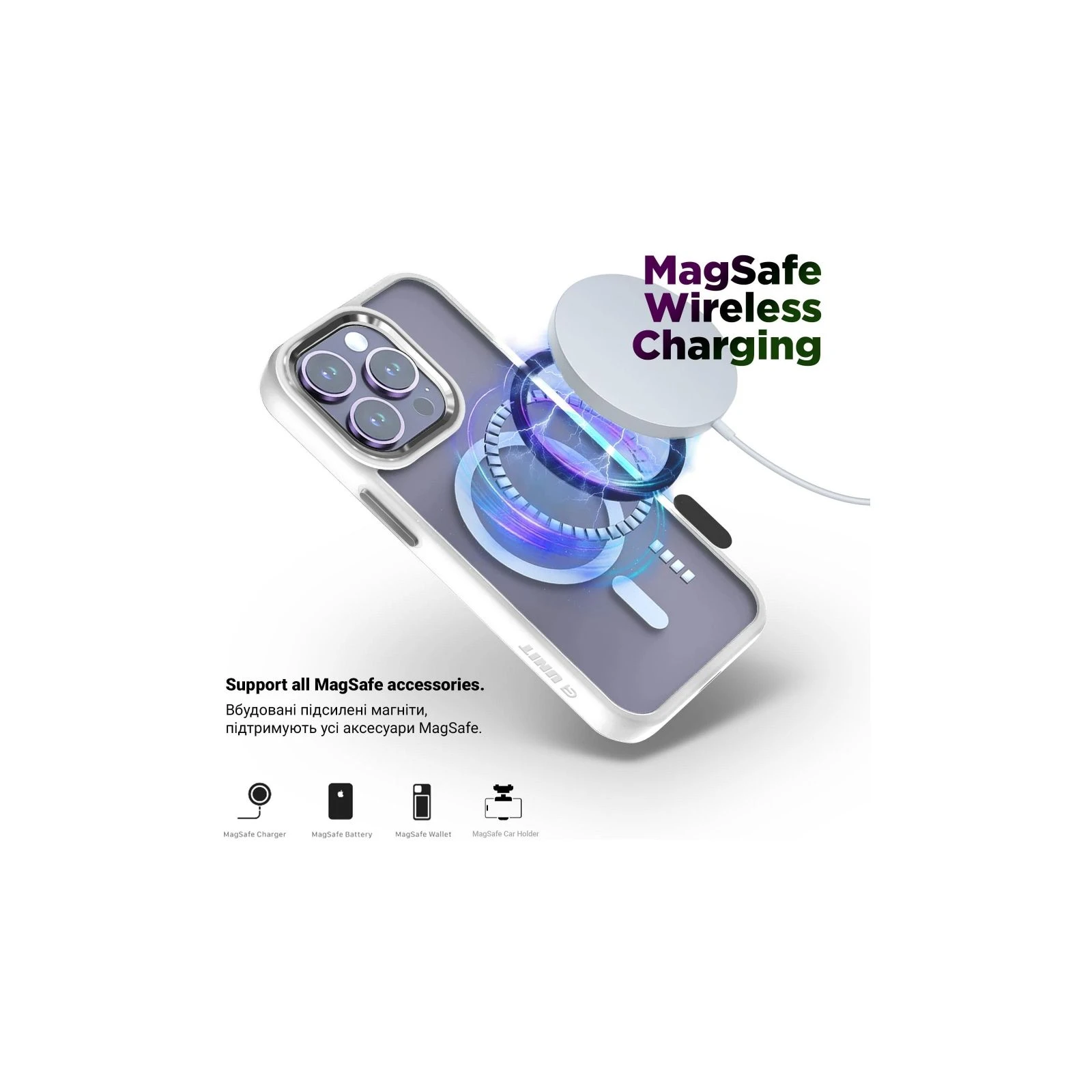 Чохол для мобільного телефону Armorstandart Unit MagSafe Apple iPhone 14 Matte Clear Silver (ARM70462) (UA) Сумісність з моделями Apple iPhone 14