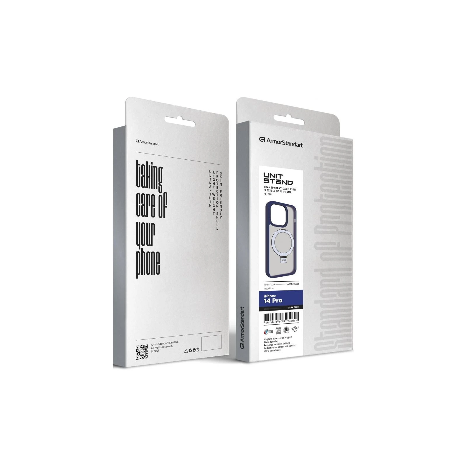 Чохол для мобільного телефону Armorstandart Unit Stand Apple iPhone 14 Pro Dark Blue (ARM70562) (UA) ТОП Популярних моделей Apple iPhone 14 Pro
