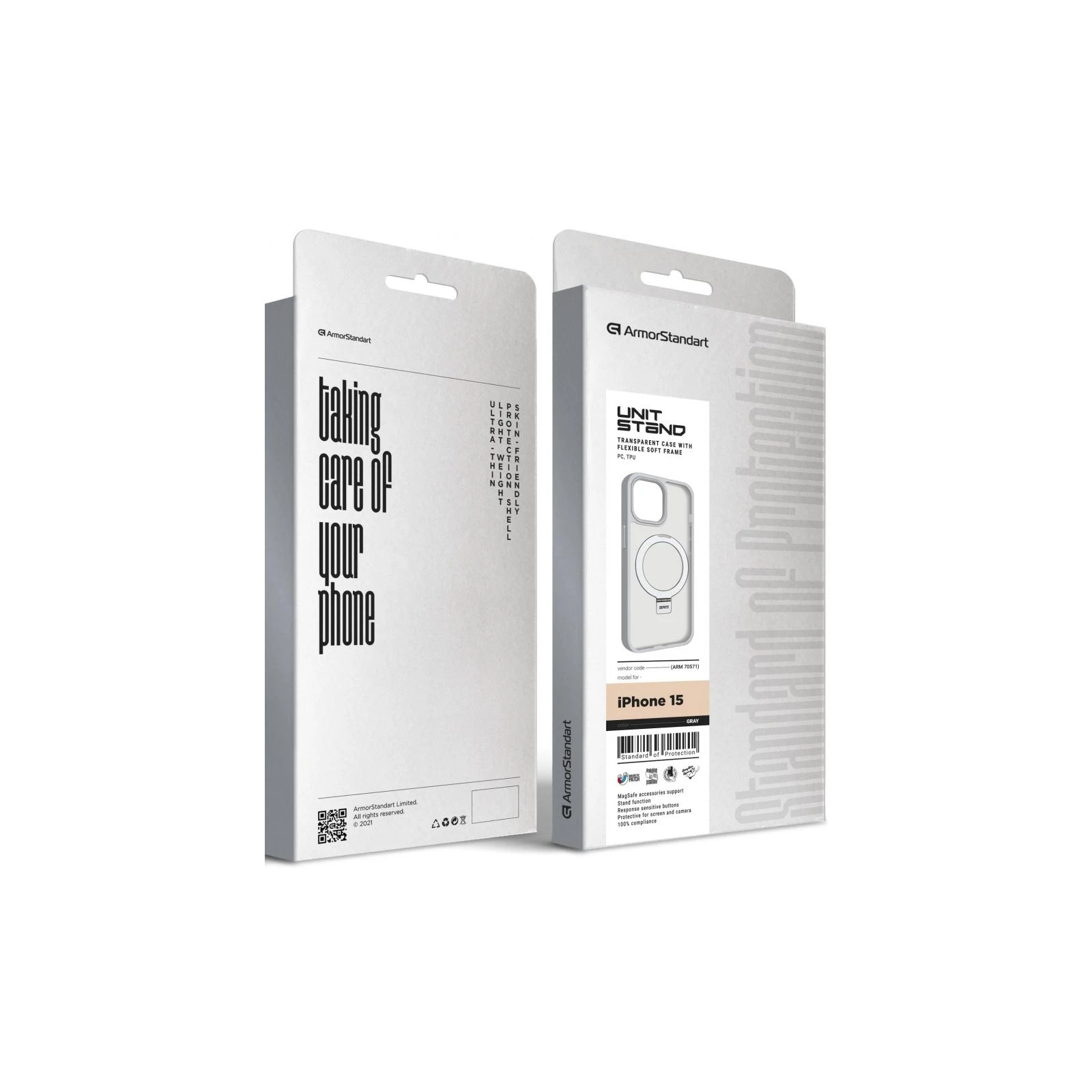 Чохол для мобільного телефону Armorstandart Unit Stand Apple iPhone 15 Grey (ARM70571) (UA) ТОП Популярних моделей: Apple iPhone