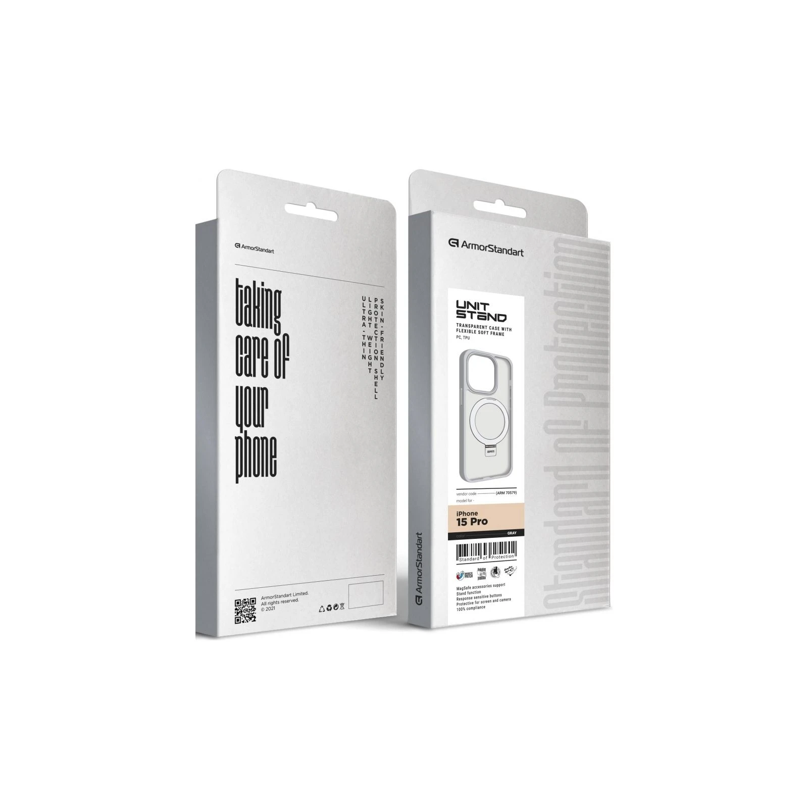Чохол для мобільного телефону Armorstandart Unit Stand Apple iPhone 15 Pro Grey (ARM70579) (UA) ТОП Популярних моделей Apple iPhone 15 Pro
