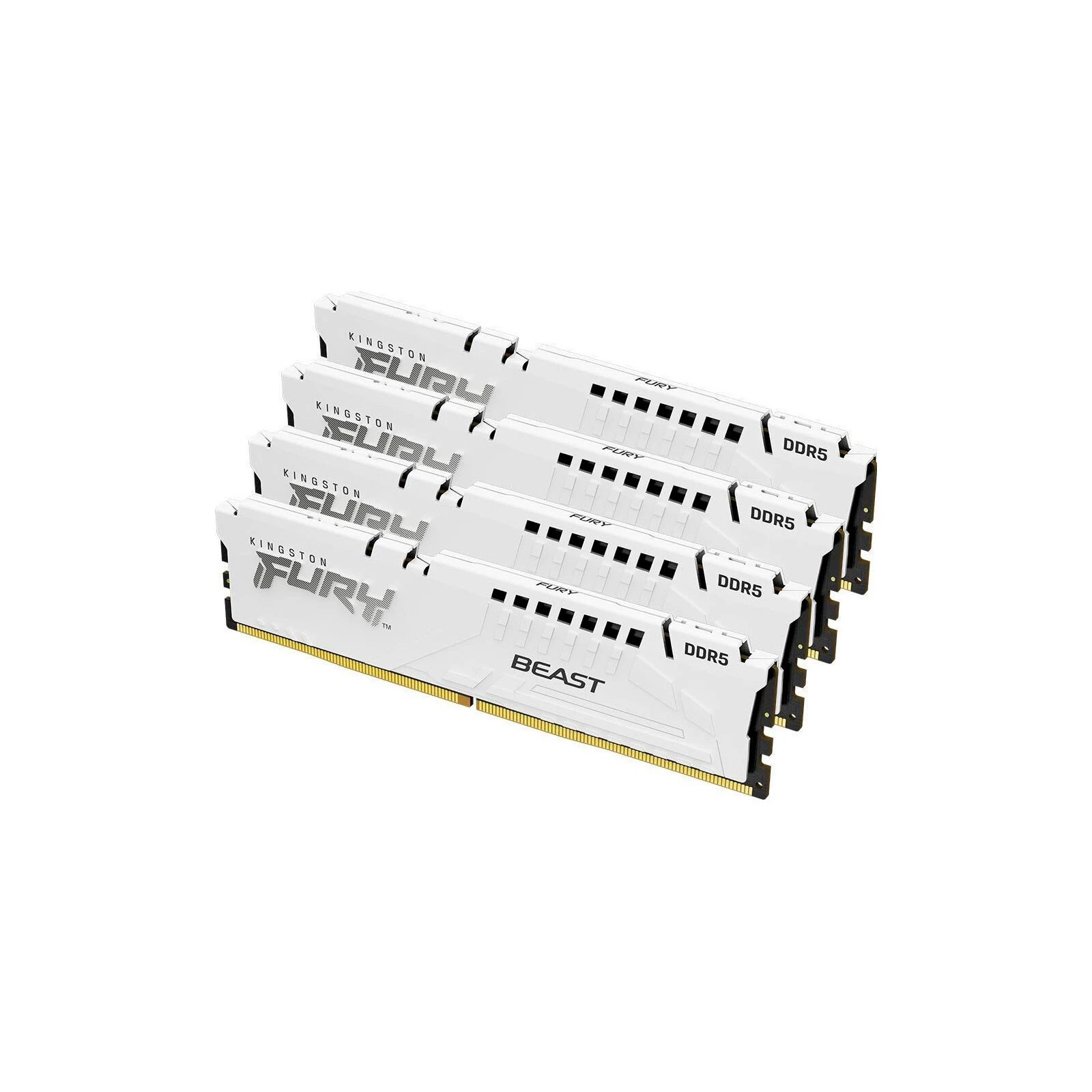 DDR5 128GB (4x32GB) 5600 MHz FURY Beast White Kingston Fury (ex.HyperX) (KF556C40BWK4-128) (UA) Тип пам'яті: DDR5; Об'єм пам'яті: 128