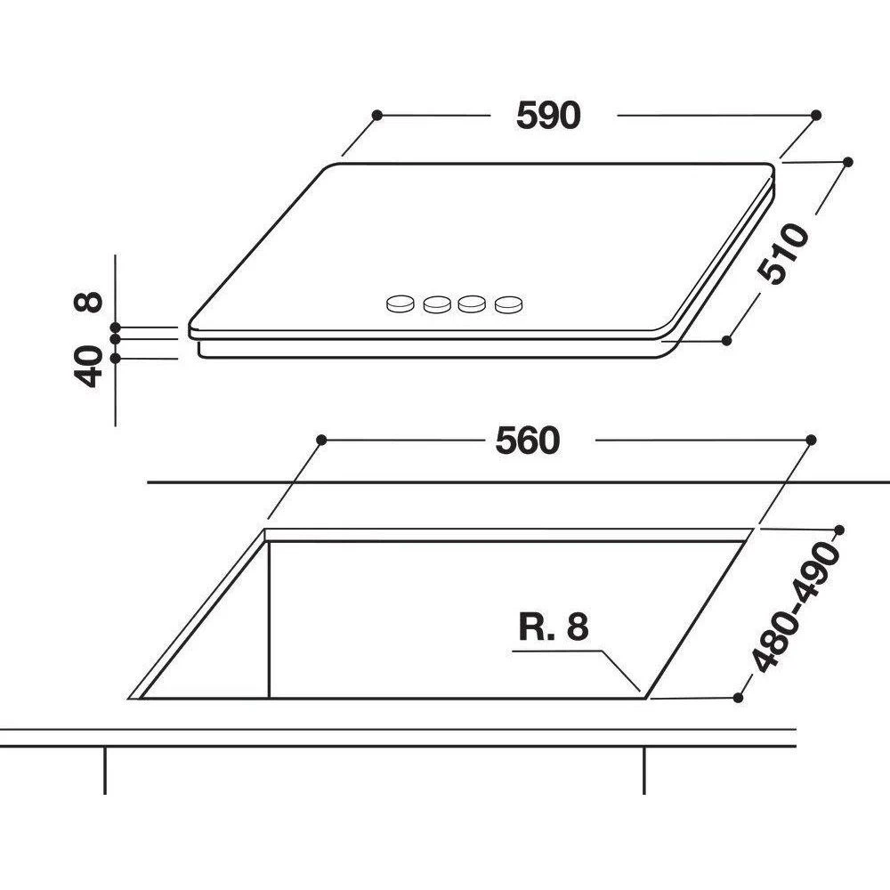 Whirlpool GOA 6425/NB1 Висота, см 4,9