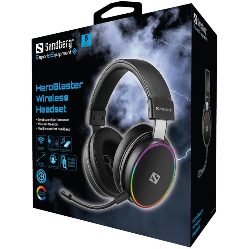 Навушники з мікрофоном Sandberg HeroBlaster Bluetooth Black (126-42) (UA) Бренд: Sandberg; Спосіб підключення: