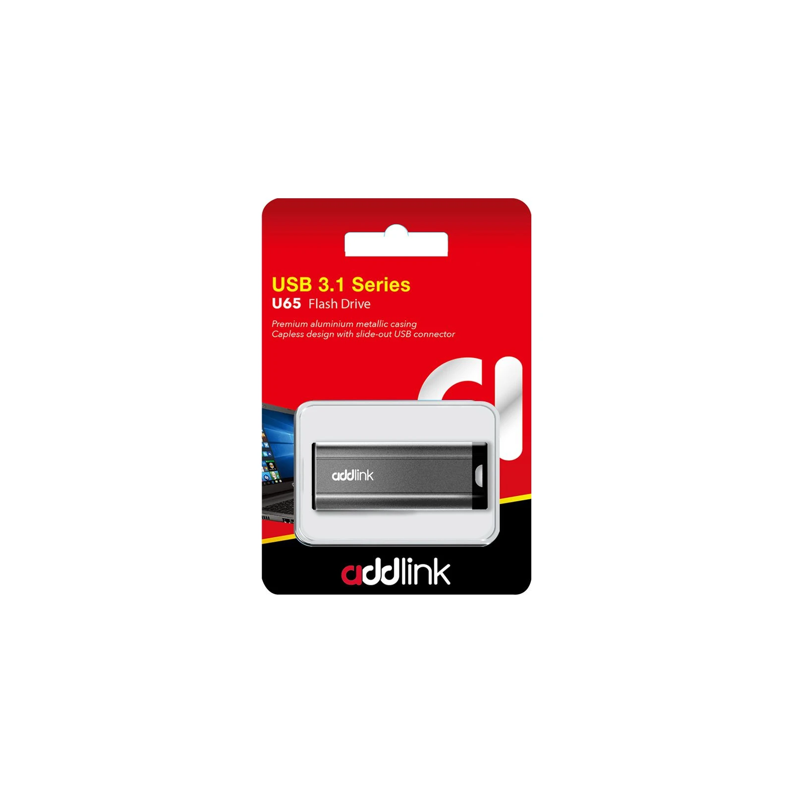 AddLink 128GB U65 USB 3.1 (ad128GBU65G3) (UA) Тип: З висувним USB; Об'єм пам'яті: