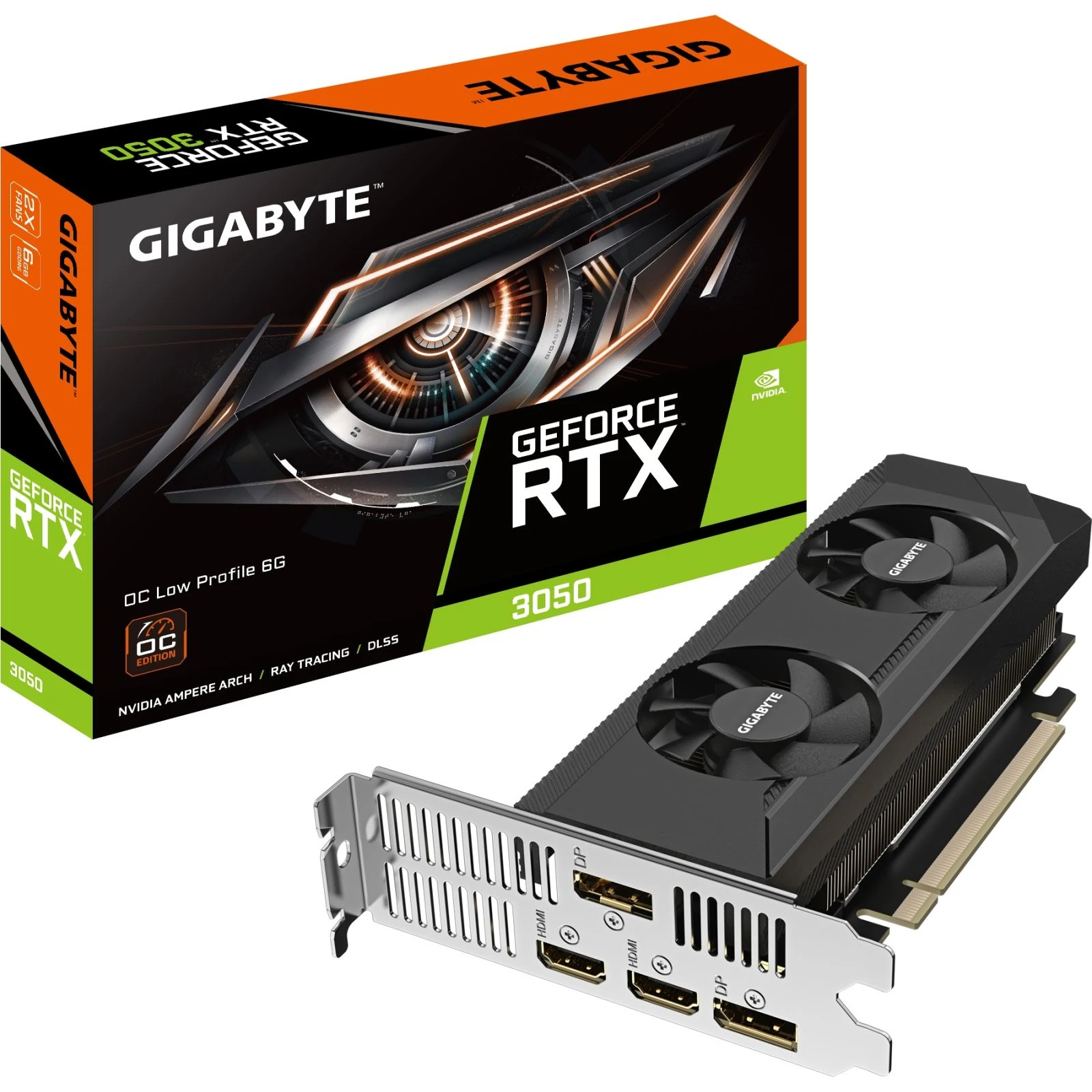 GIGABYTE GeForce RTX3050 6Gb OC LP (GV-N3050OC-6GL) (UA) Форм-фактор низкопрофильная