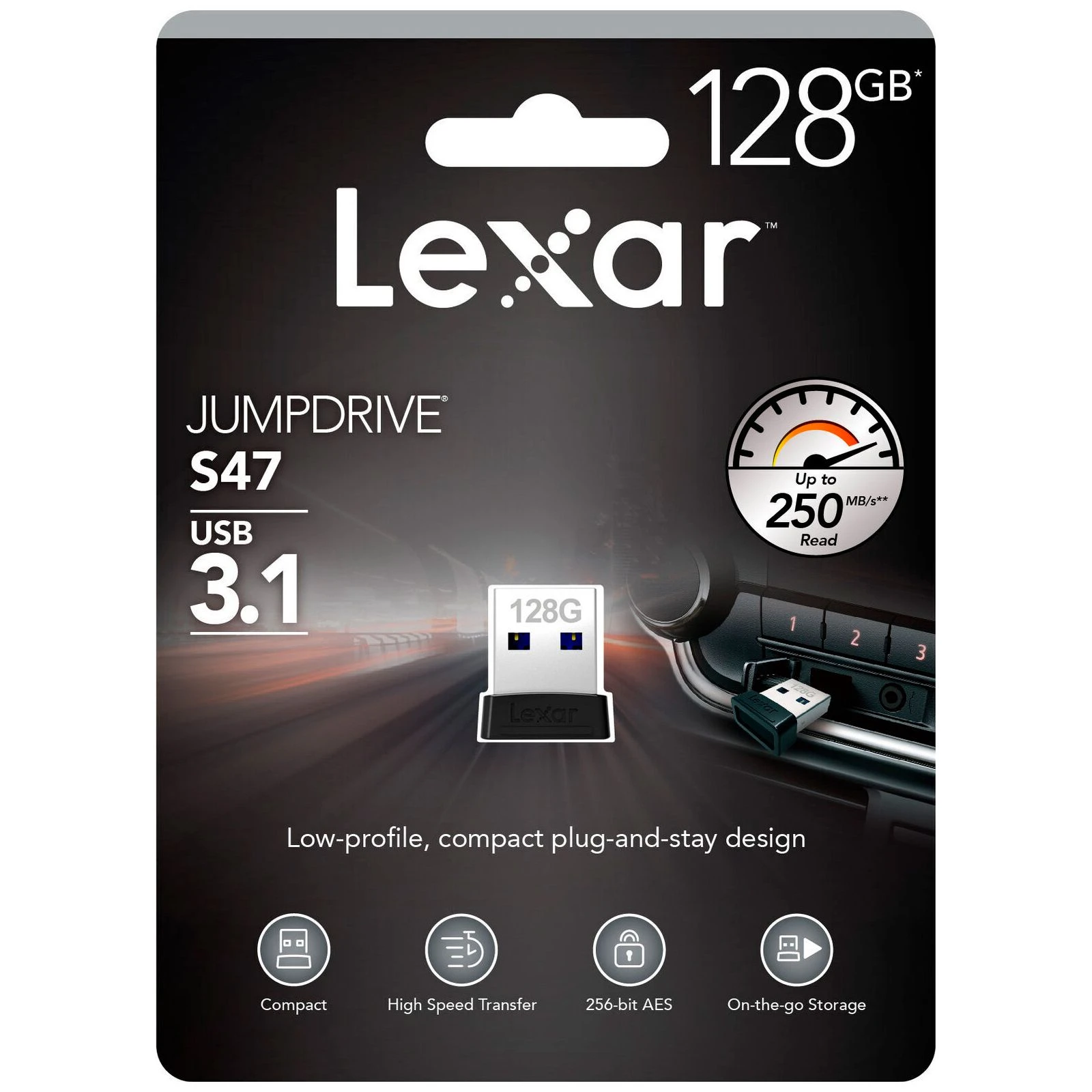 Lexar 128GB S47 USB 2.0 (LJDS47-128ABBK) (UA) Интерфейс USB 3.1