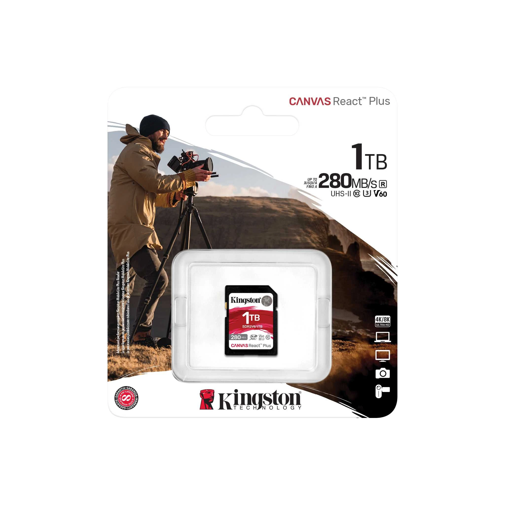 Kingston 1TB C10 UHS-II U3 ​​R280/W150MB/s (SDR2V6/1TB) (UA) Тип: SD; Призначення: для