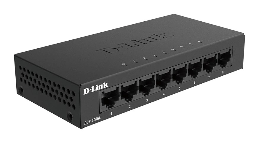 D-Link DGS-108GL 8xGE, Неуправлямый (UA) Порты 8 x 10/100/1000 Мбіт/с