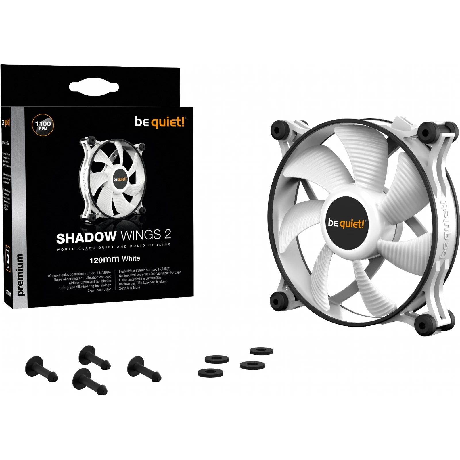 Кулер для корпусу Be Quiet! SHADOW WINGS 2 White (BL088) (UA) Кількість вентиляторів 1