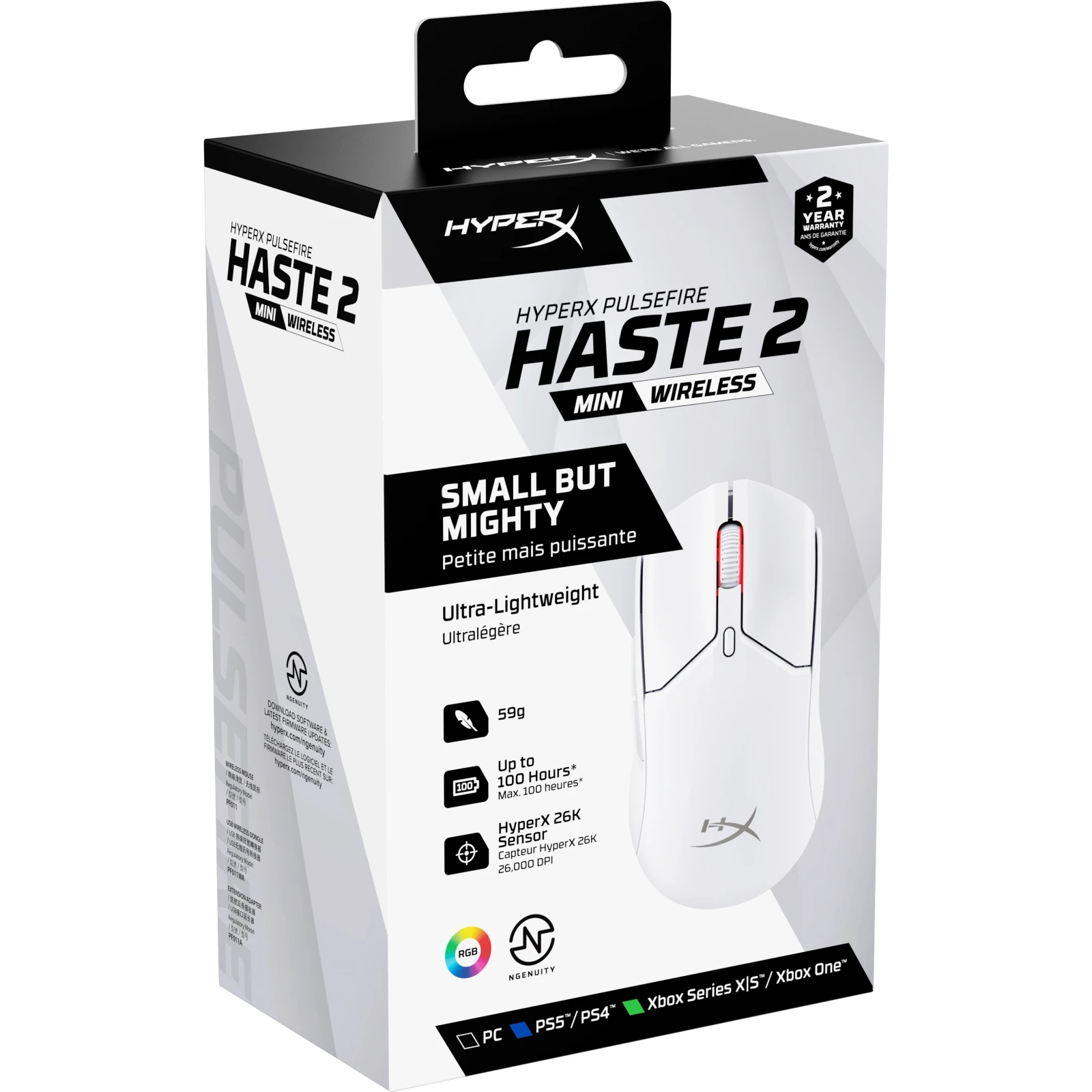 HyperX Pulsefire Haste 2 Mini Wireless White (7D389AA) (UA) Тип: Геймерские; Назначение: для