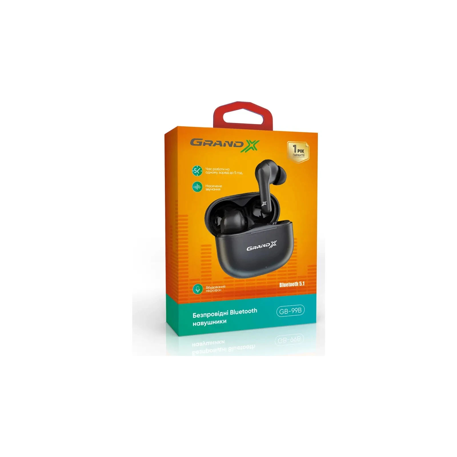 Навушники Grand-X GB-99B Black (GB-99B) (UA) Тип: TWS (True Wireless Stereo); Призначення: