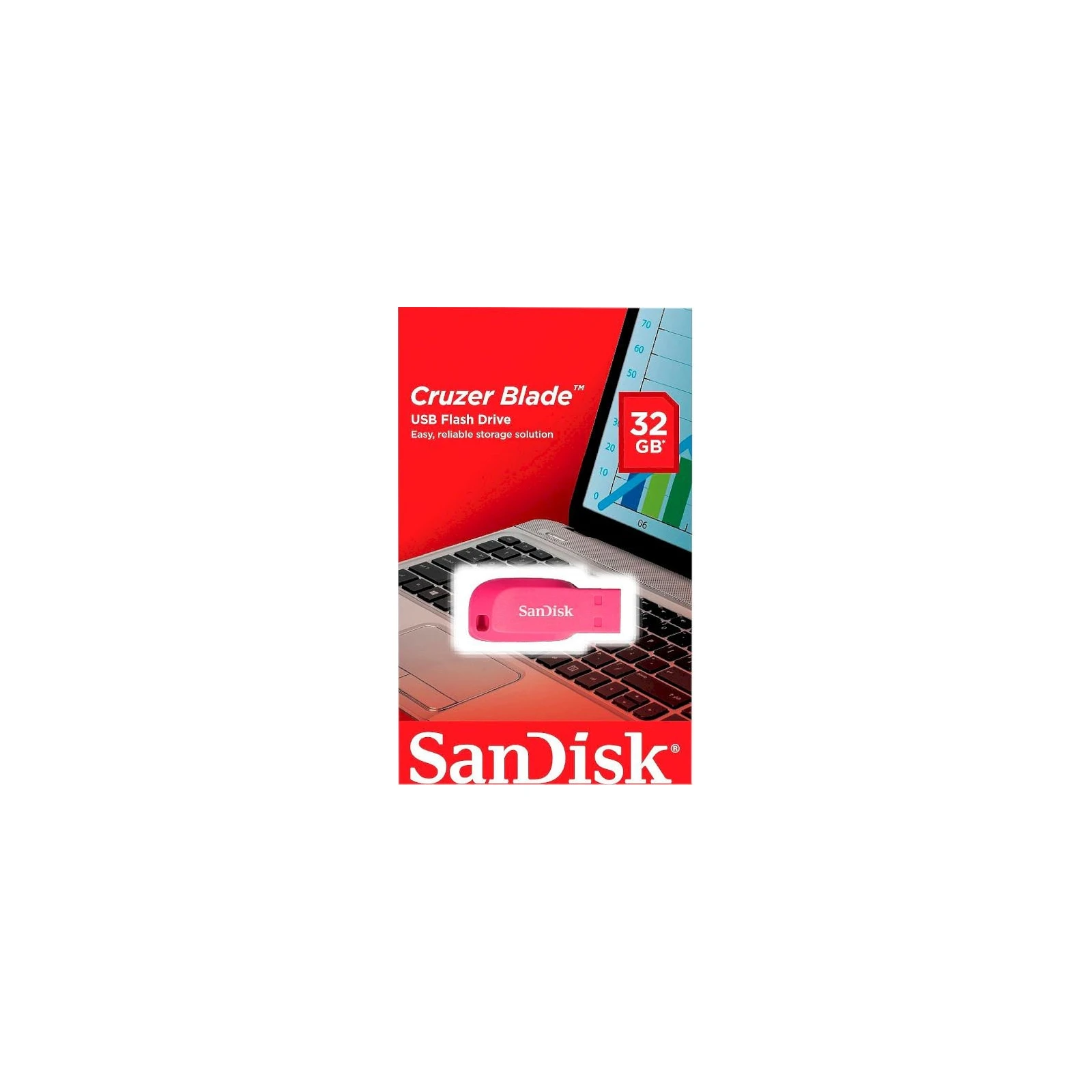 SanDisk 32GB Cruzer Blade Pink USB 2.0 (SDCZ50C-032G-B35PE) (UA) Тип: Классические; Объем памяти: